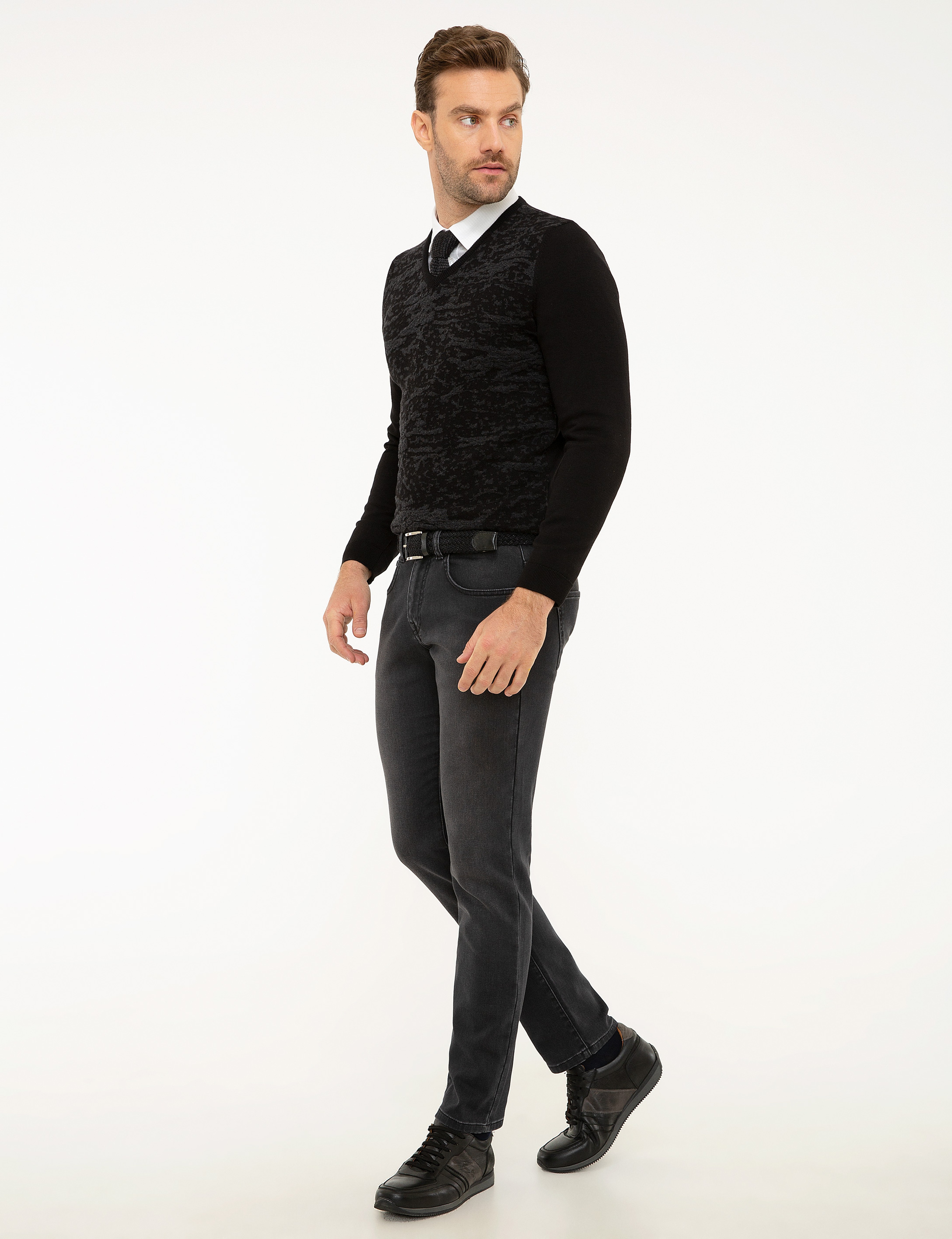 Antrasit Slim Fit Denim Pantolon