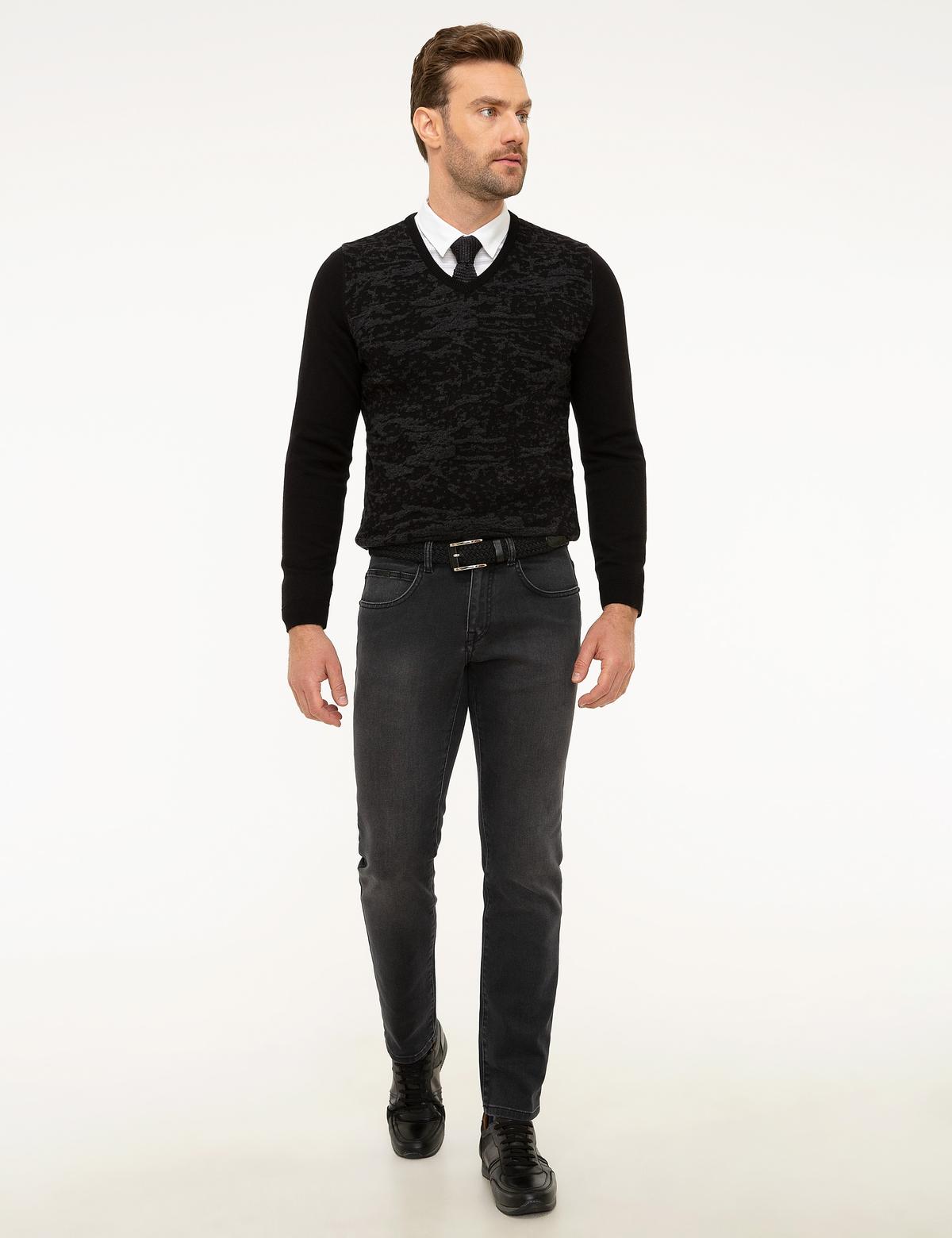 Antrasit Slim Fit Denim Pantolon