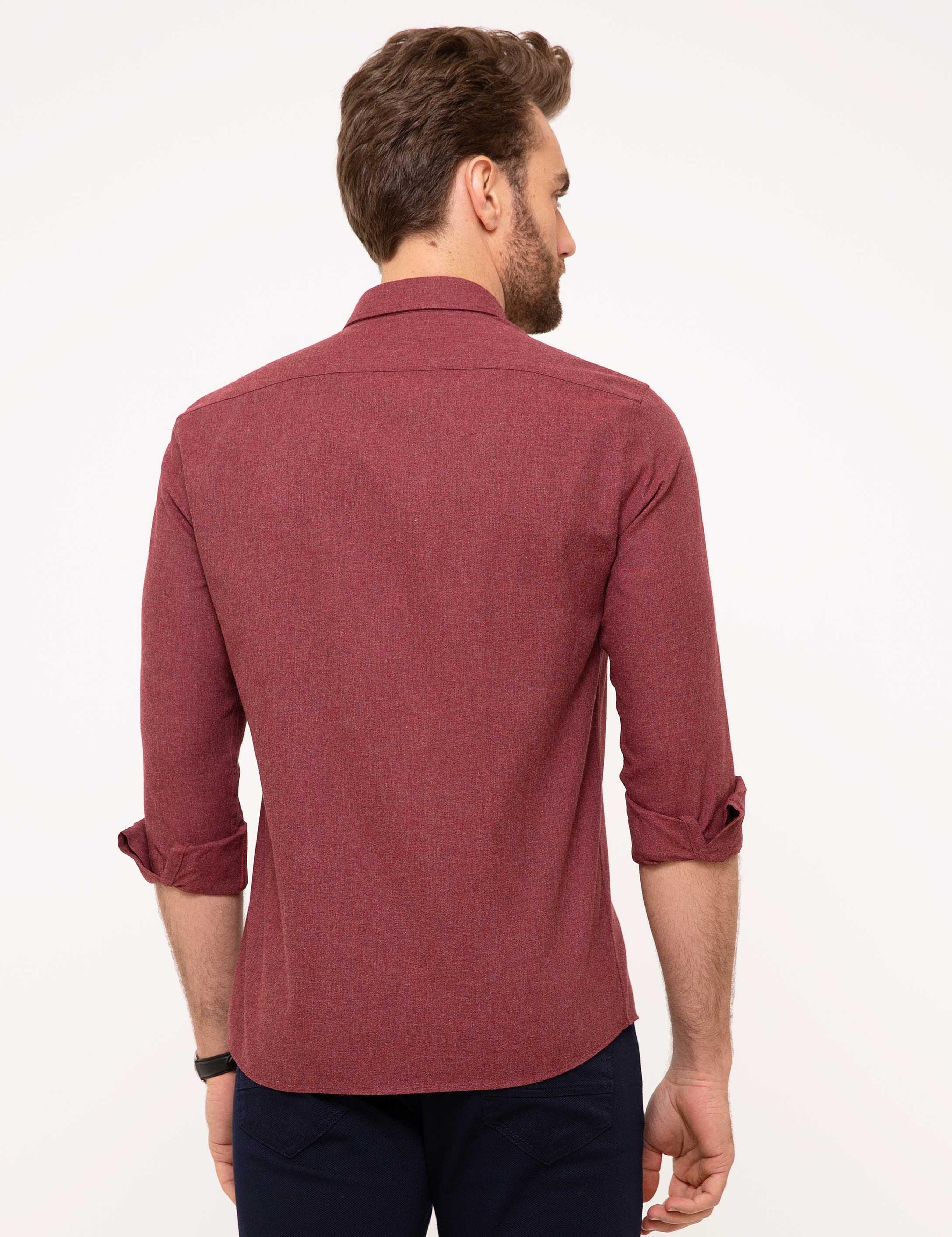 Bordo Slim Fit Gömlek