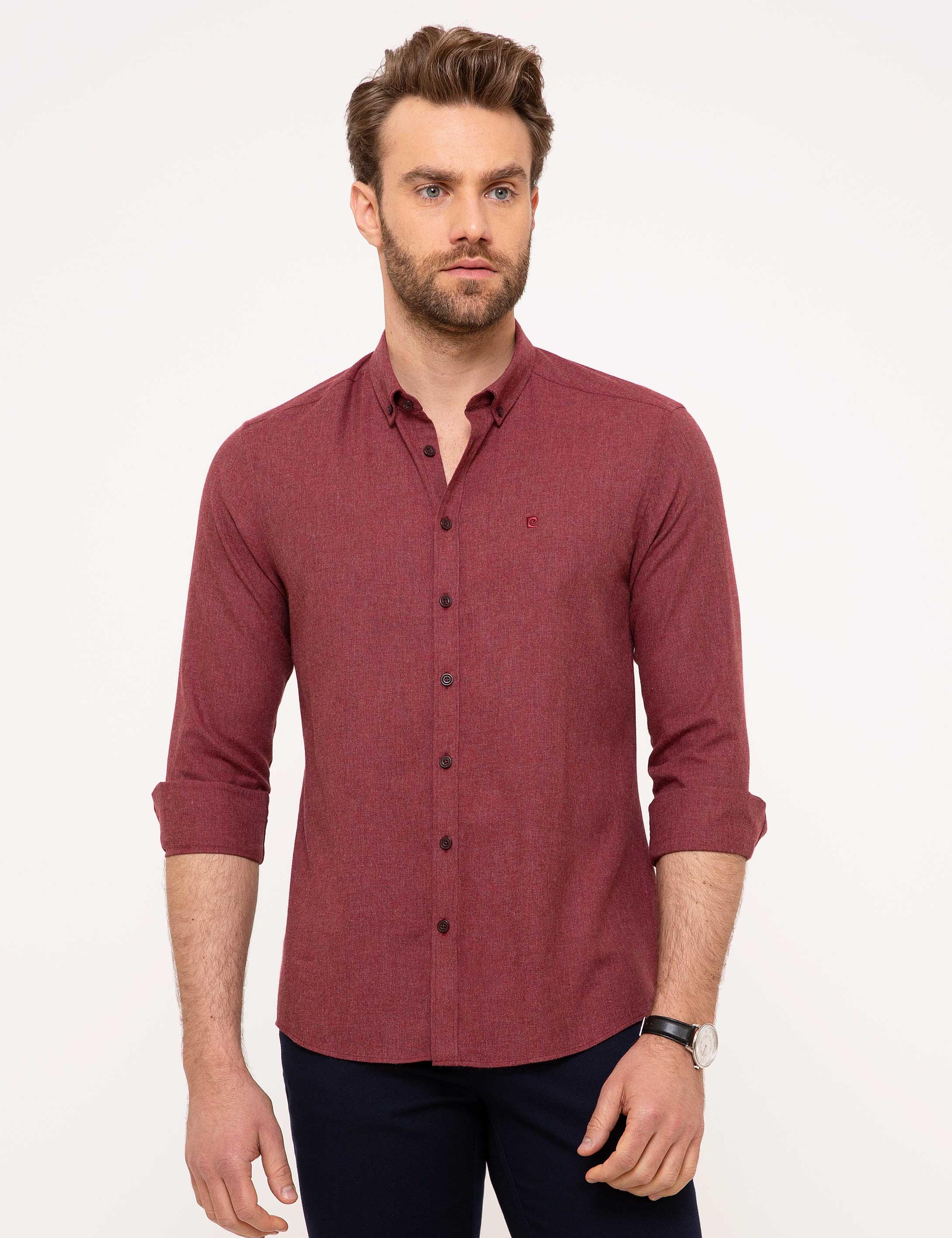 Bordo Slim Fit Gömlek