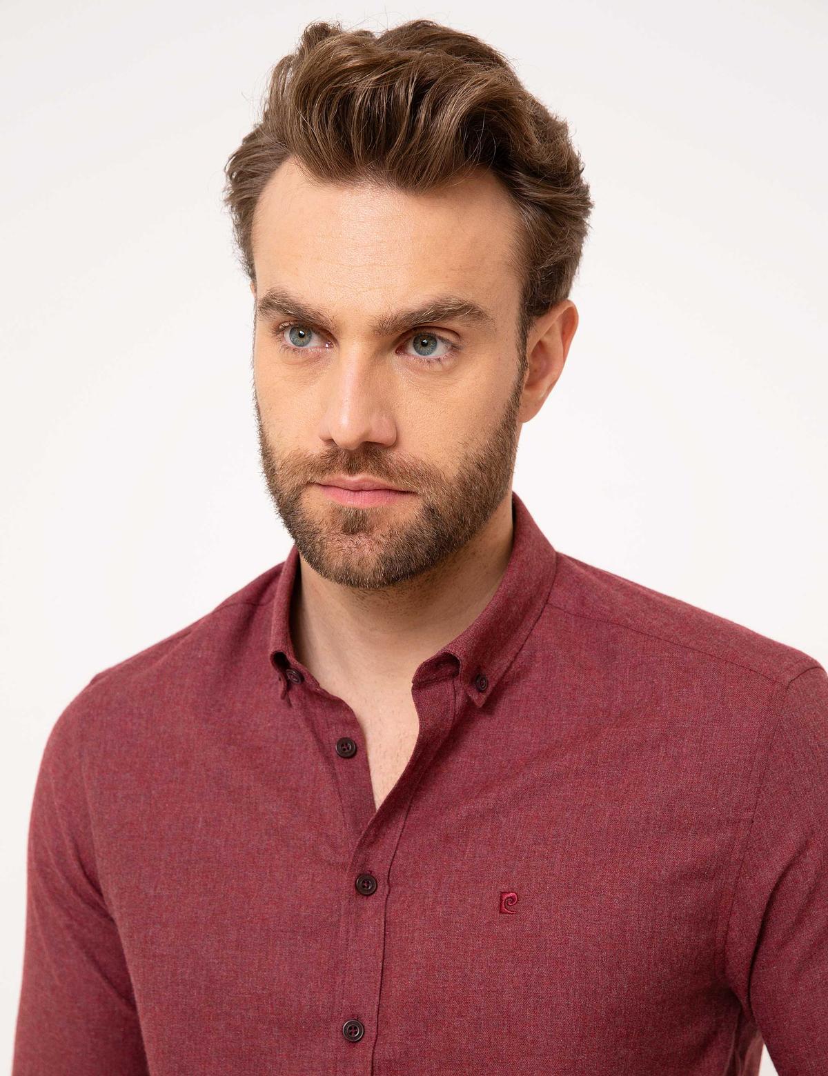 Bordo Slim Fit Gömlek