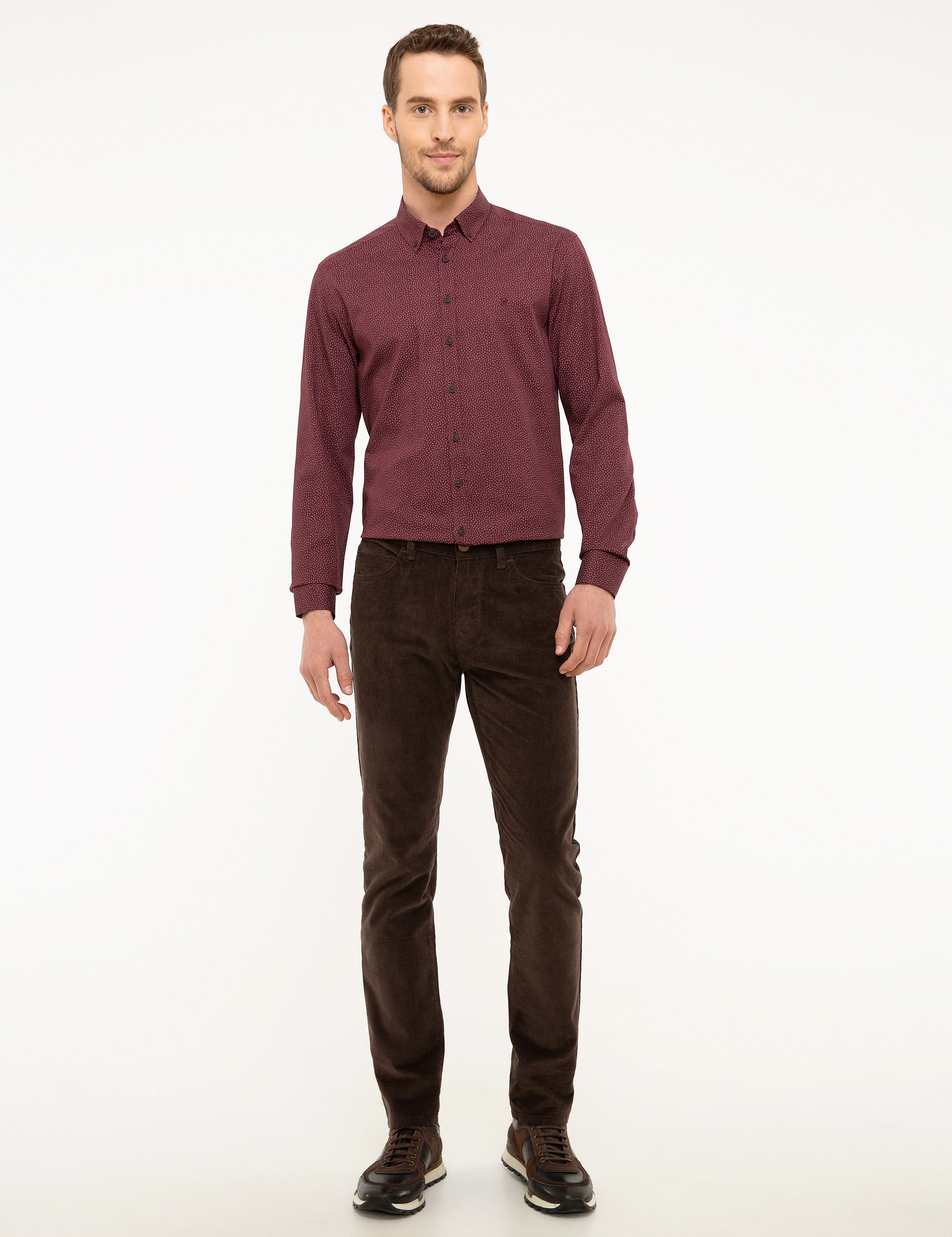 Bordo Slim Fit Uzun Kollu Gömlek - Image 4