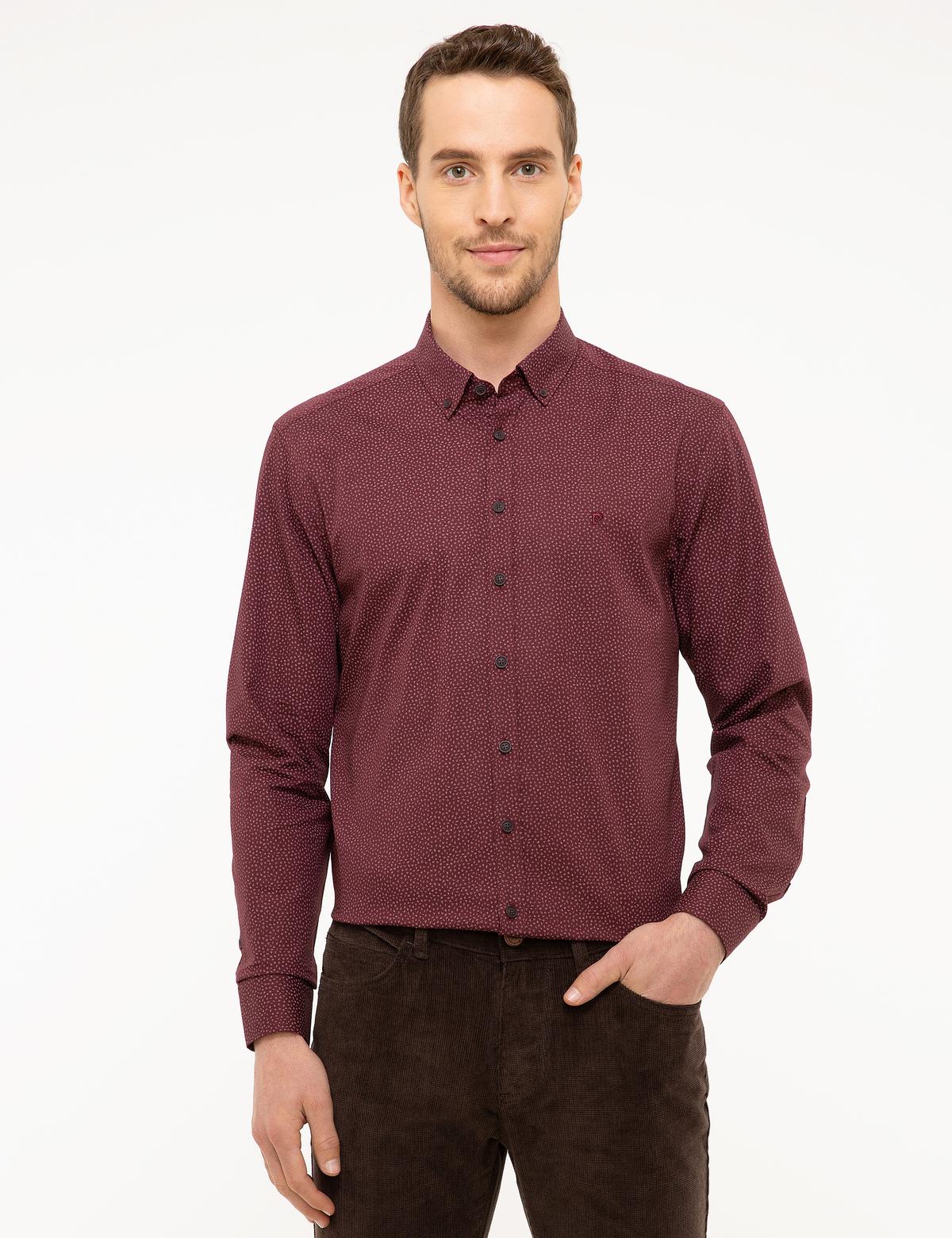 Bordo Slim Fit Uzun Kollu Gömlek - 50209527022