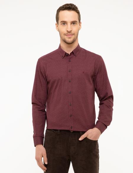 Bordo Slim Fit Uzun Kollu Gömlek - 50209527022
