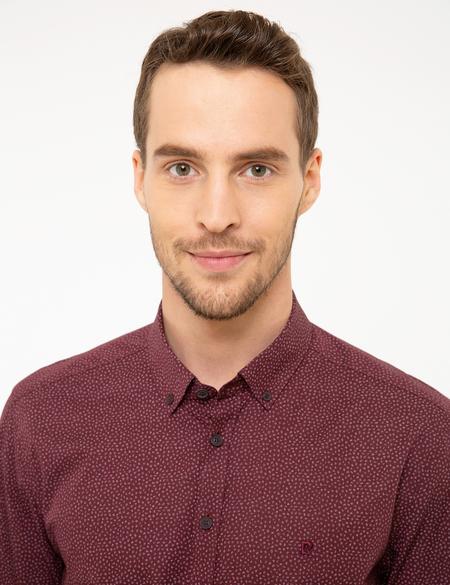 Bordo Slim Fit Uzun Kollu Gömlek - 50209527022