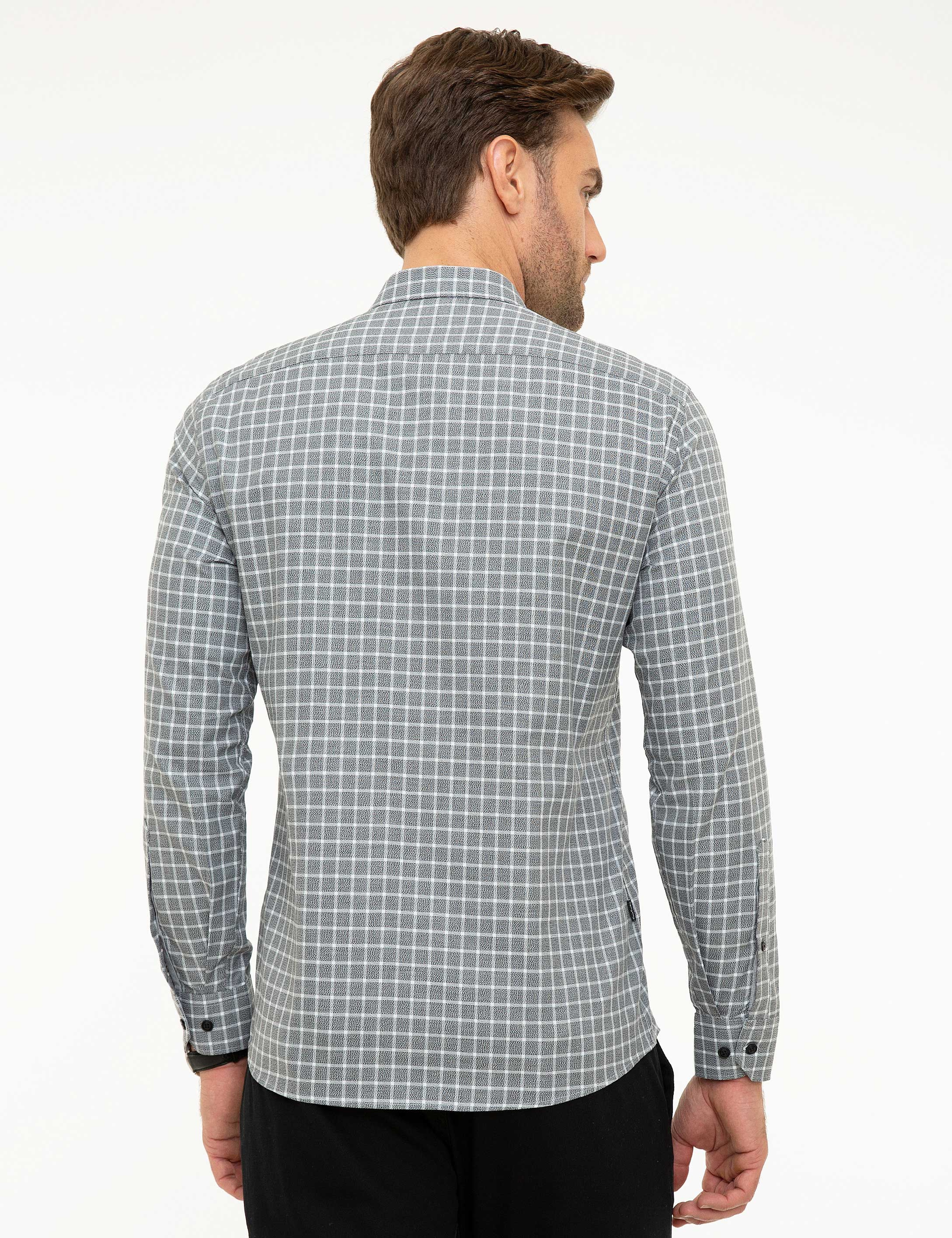 Antrasit Slim Fit Uzun Kollu Gömlek