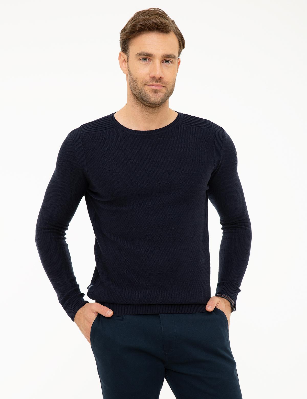 Koyu Lacivert Slim Fit Kazak