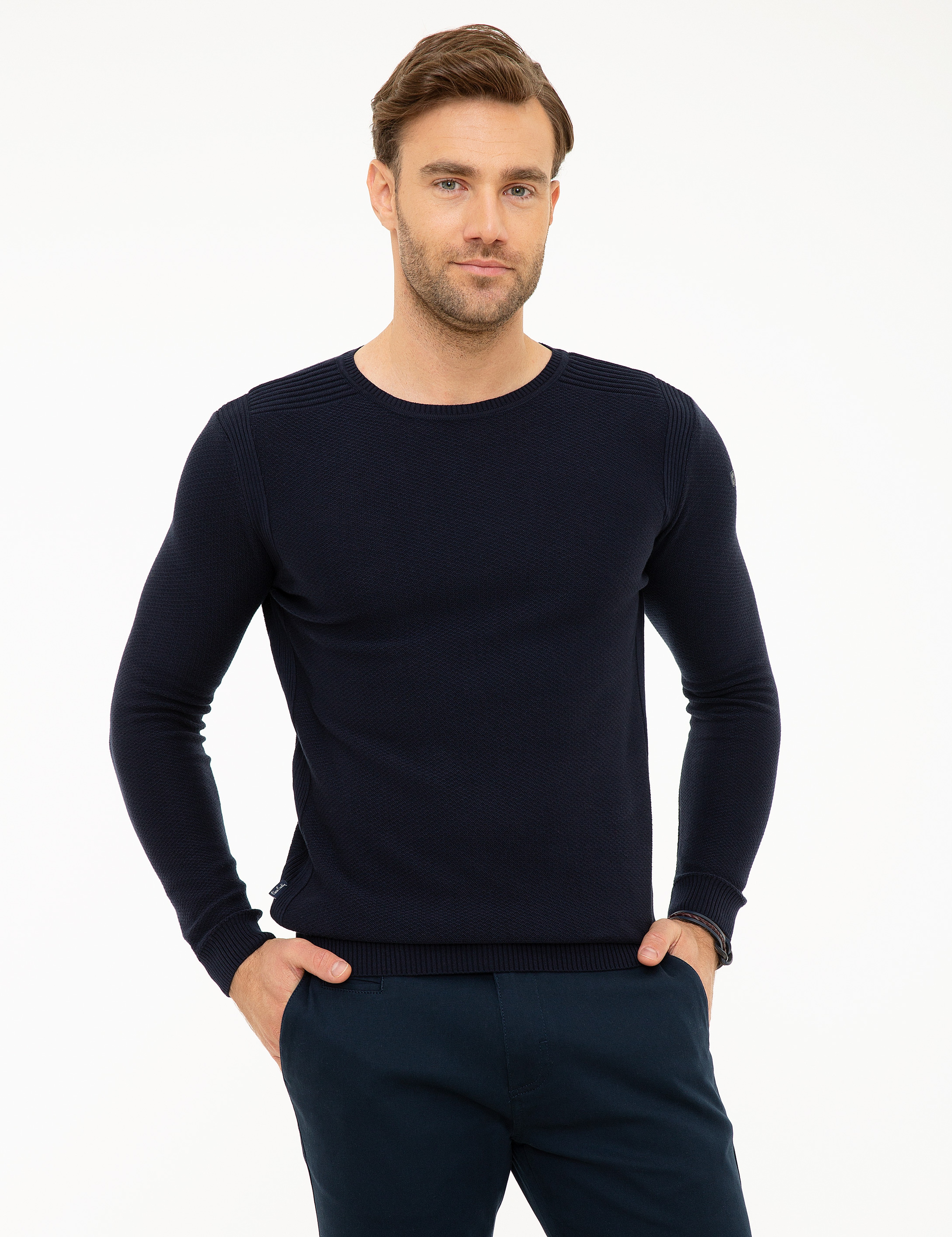 Koyu Lacivert Slim Fit Kazak - Image 1