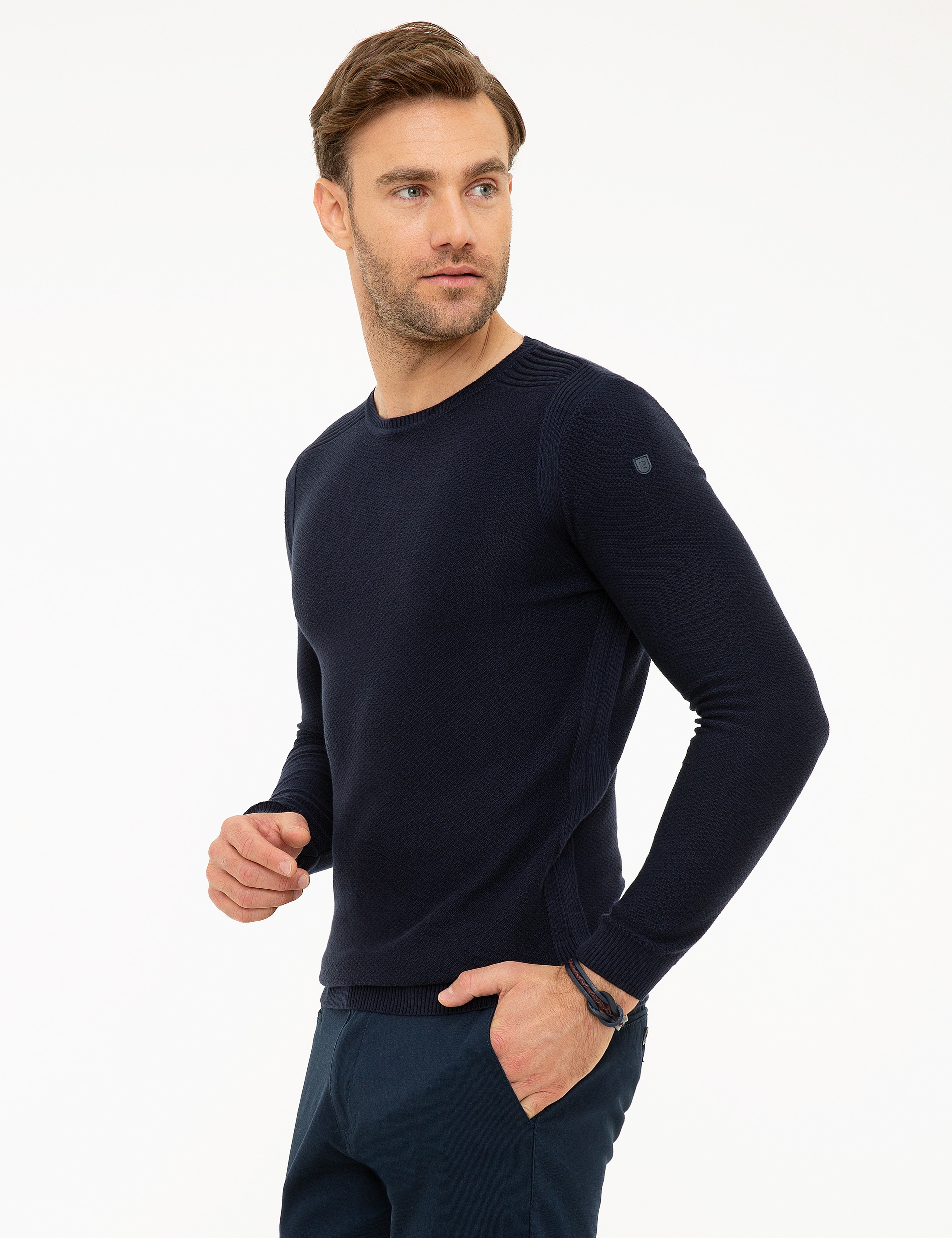 Koyu Lacivert Slim Fit Kazak - Image 3
