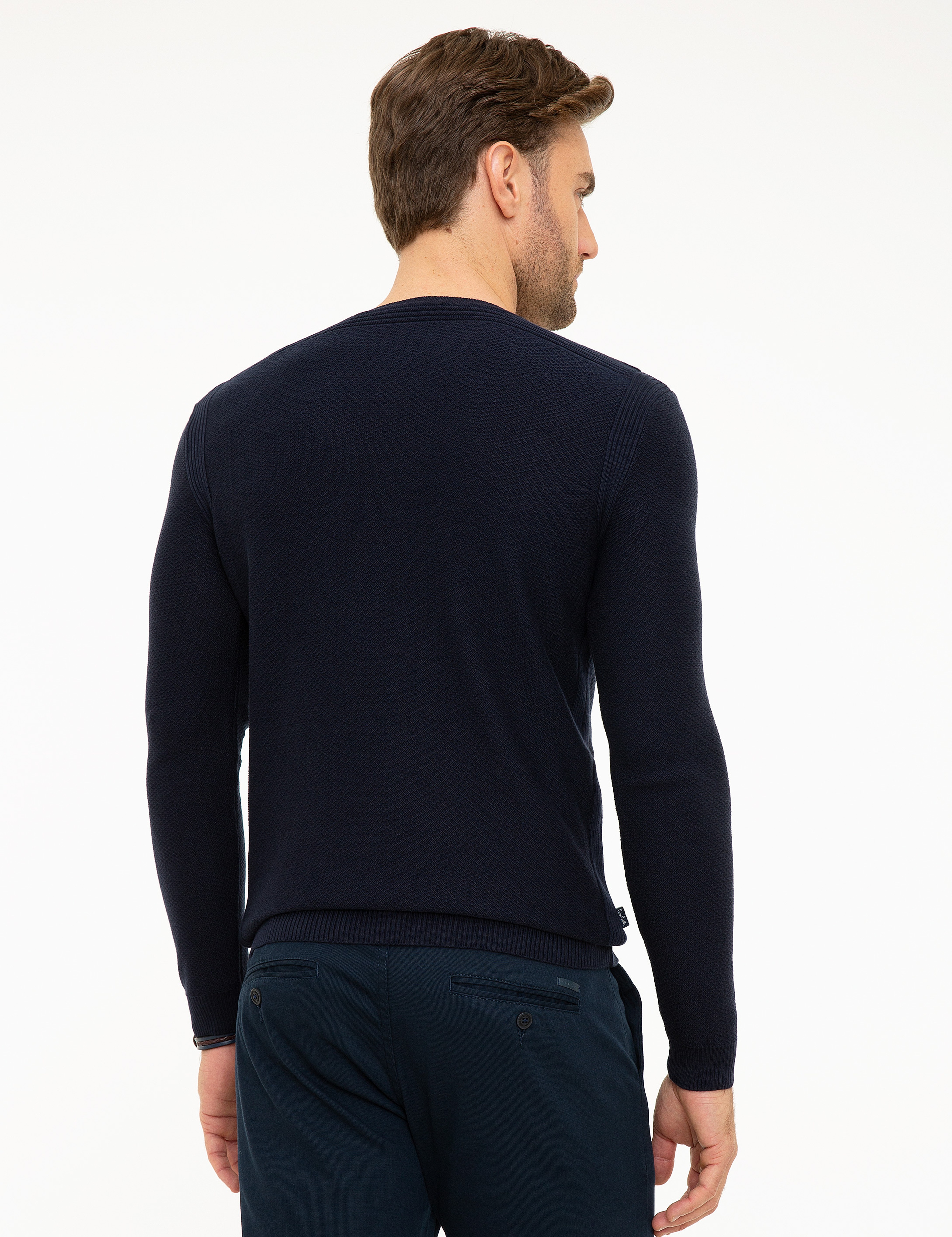 Koyu Lacivert Slim Fit Kazak - Image 4