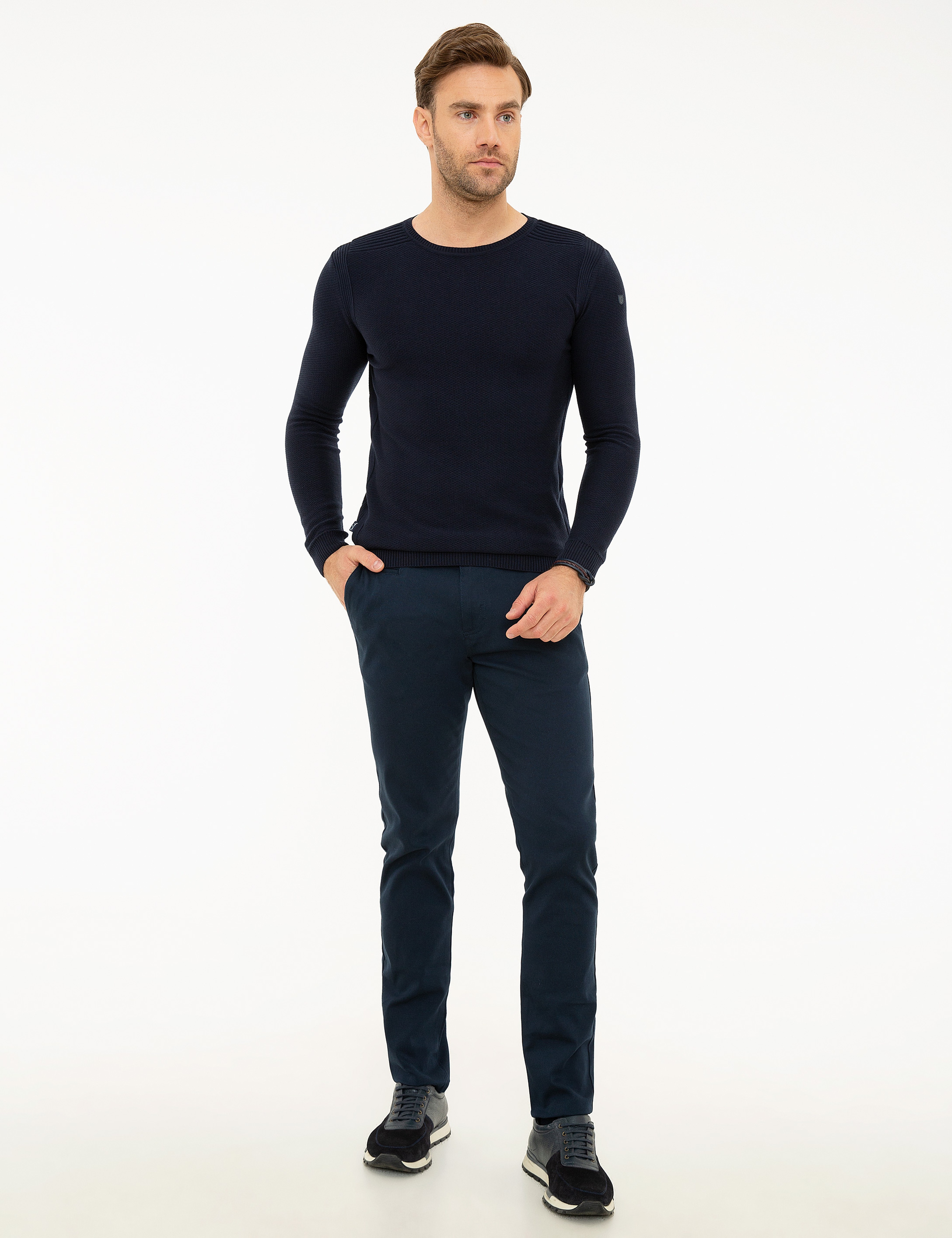 Koyu Lacivert Slim Fit Kazak - Image 5
