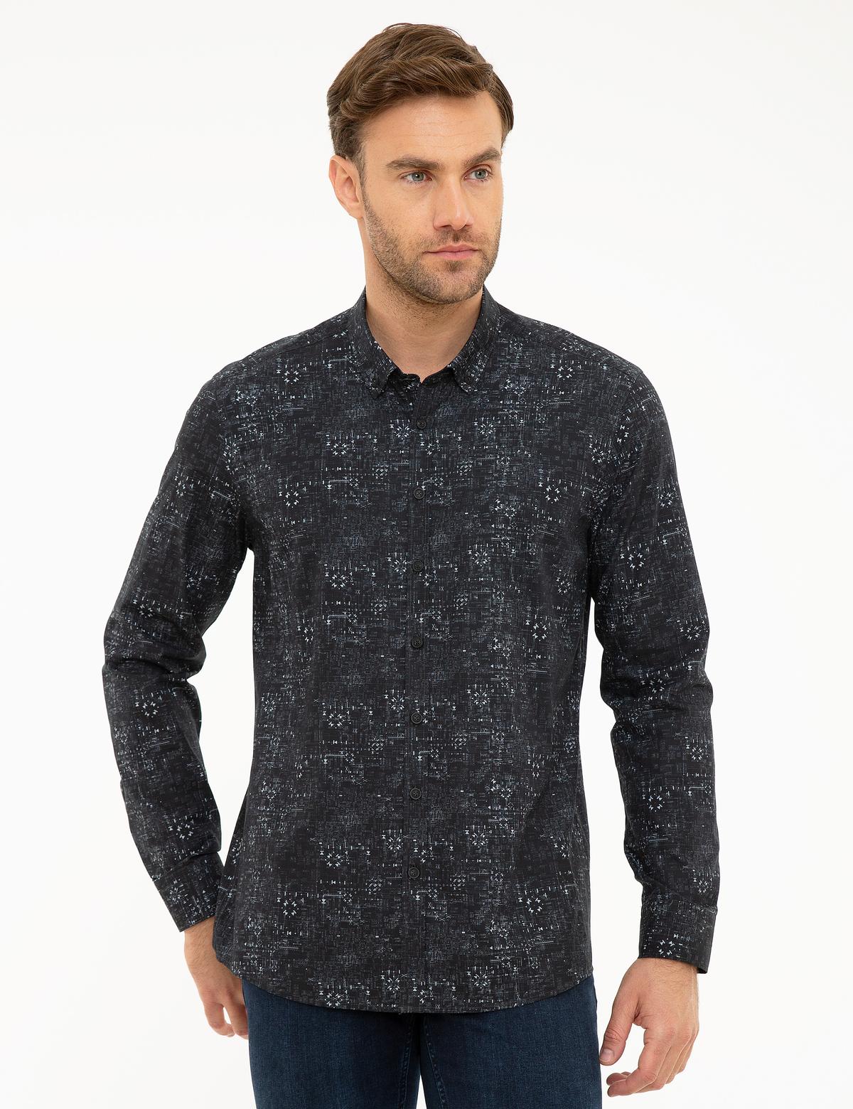 Siyah Slim Fit Uzun Kollu Gömlek