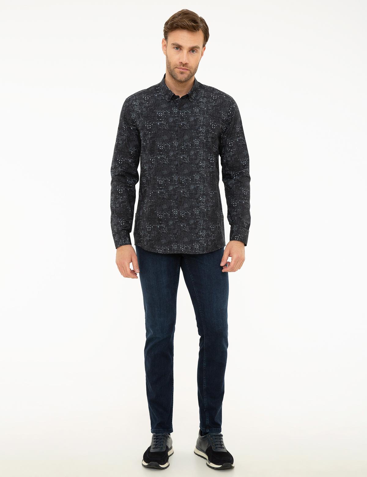 Siyah Slim Fit Uzun Kollu Gömlek - 50209576006