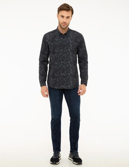Siyah Slim Fit Uzun Kollu Gömlek - 50209576006