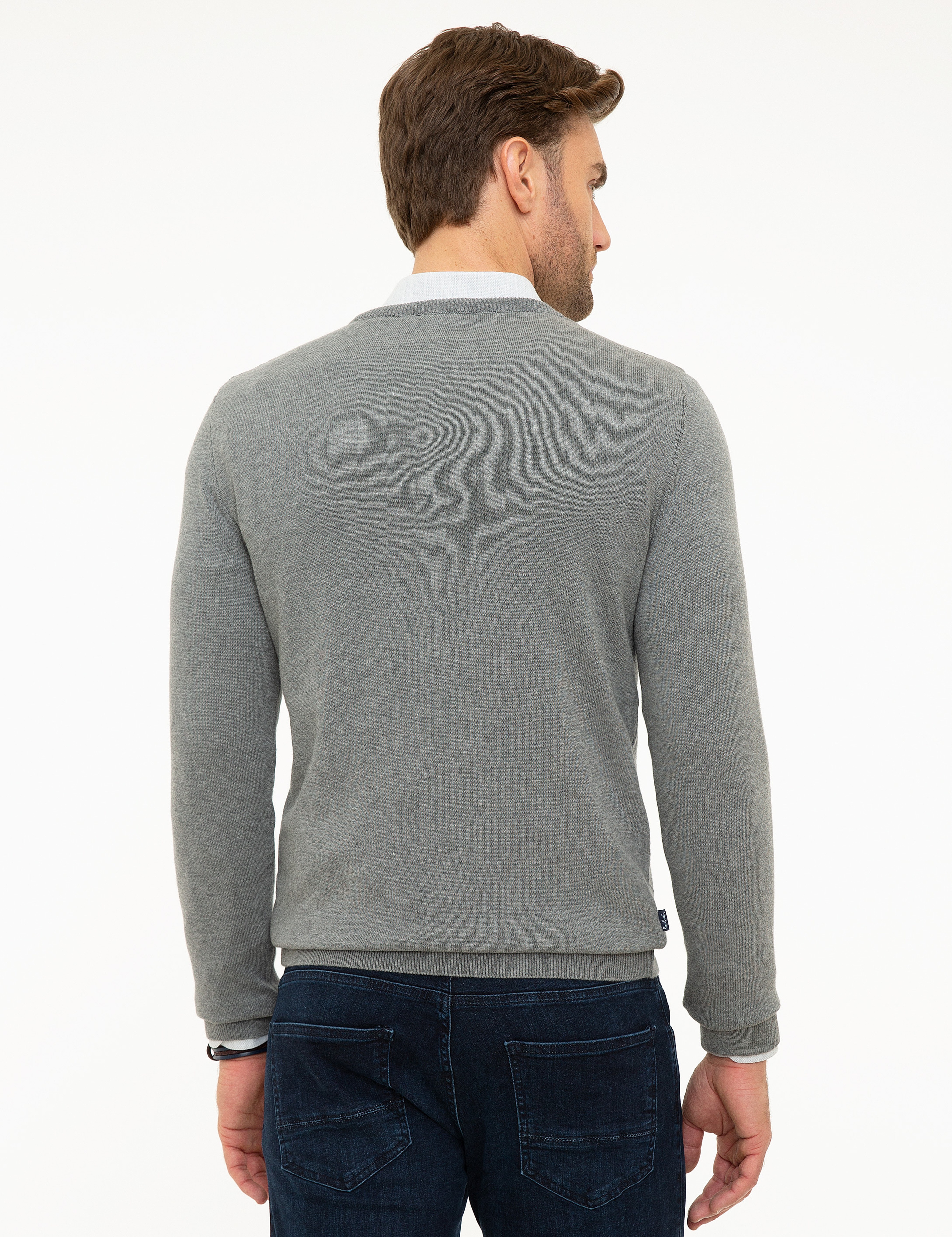 Gri Melanj Slim Fit Kazak - Image 4