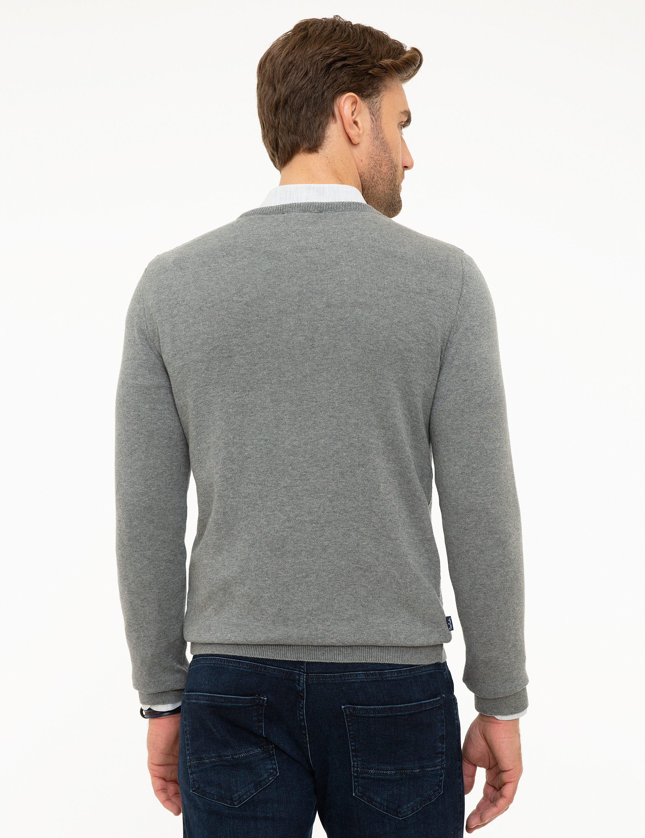 Gri Melanj Slim Fit Kazak