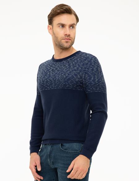 Lacivert Slim Fit Bisiklet Yaka Triko Kazak - 50210633010