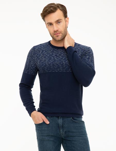 Lacivert Slim Fit Bisiklet Yaka Triko Kazak - 50210633010