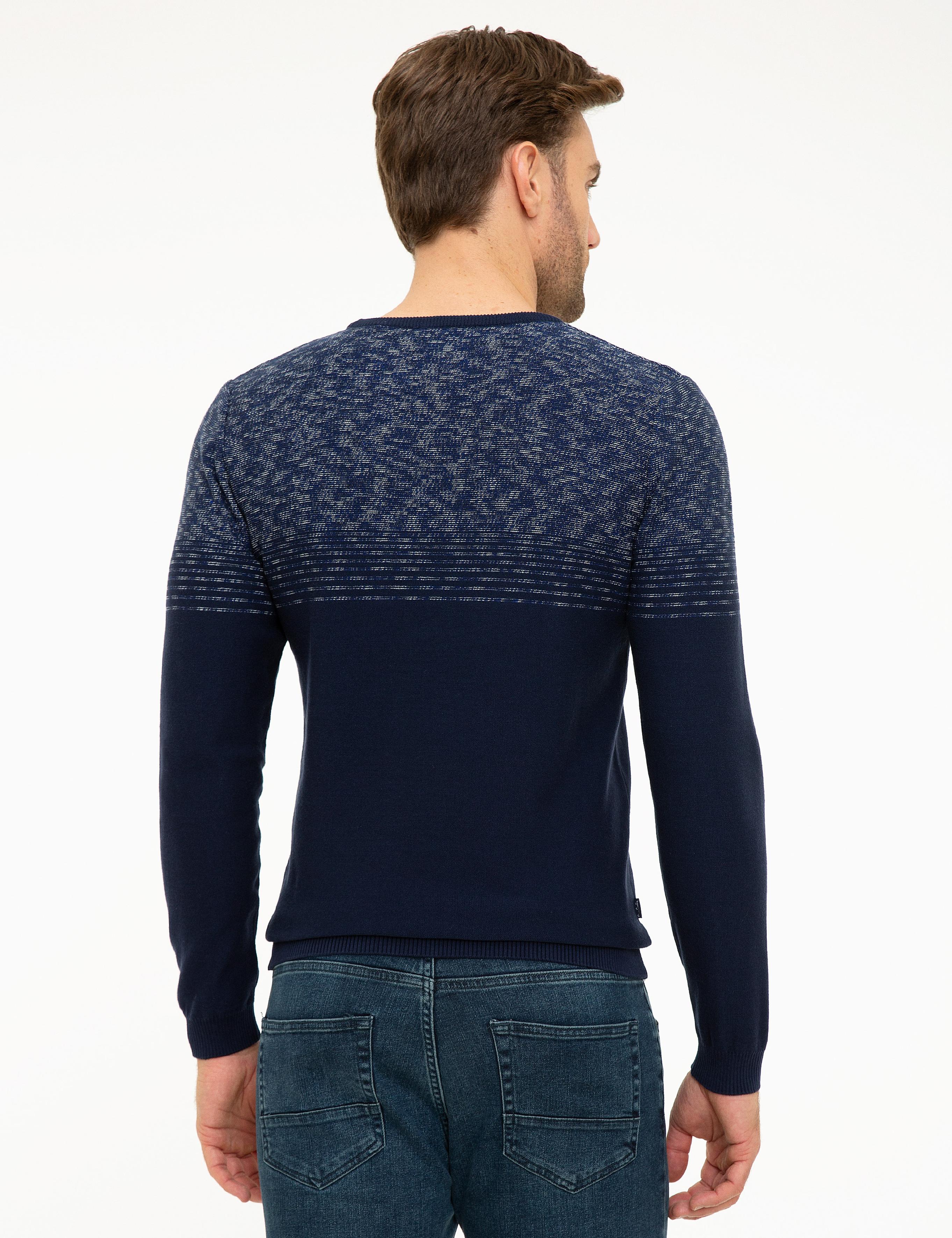 Lacivert Slim Fit Bisiklet Yaka Triko Kazak