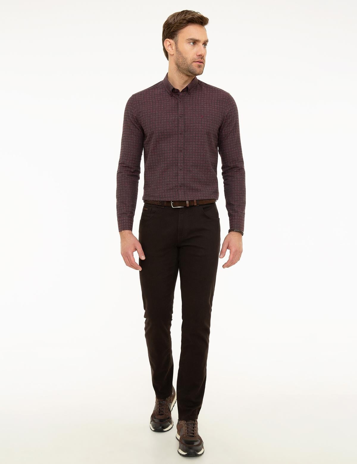 Kahverengi Slim Fit Denim Pantolon