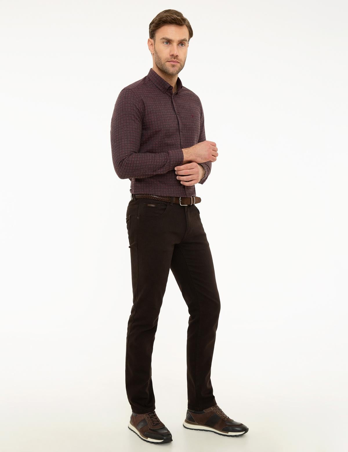Kahverengi Slim Fit Denim Pantolon - 50211304203