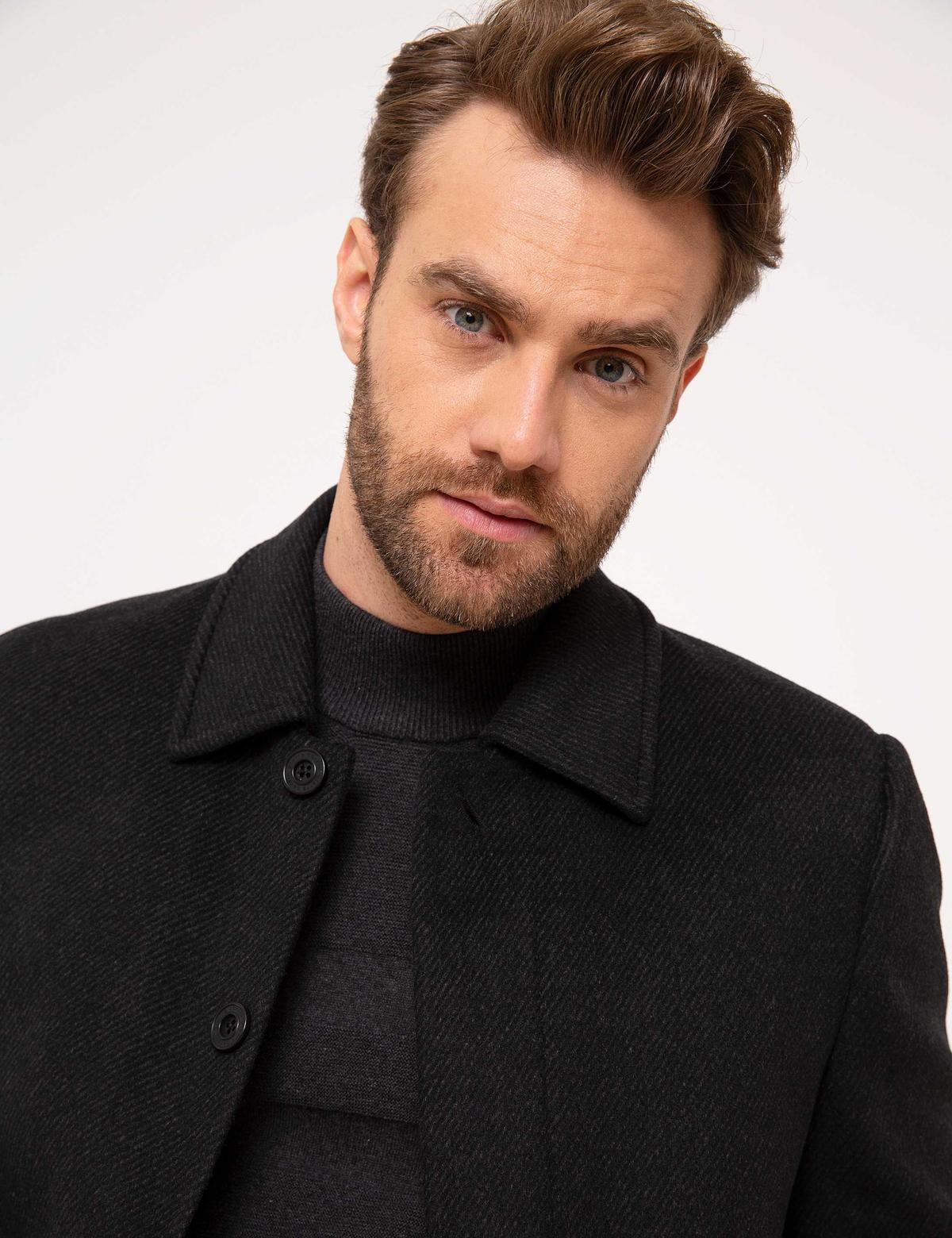 Siyah Slim Fit Palto