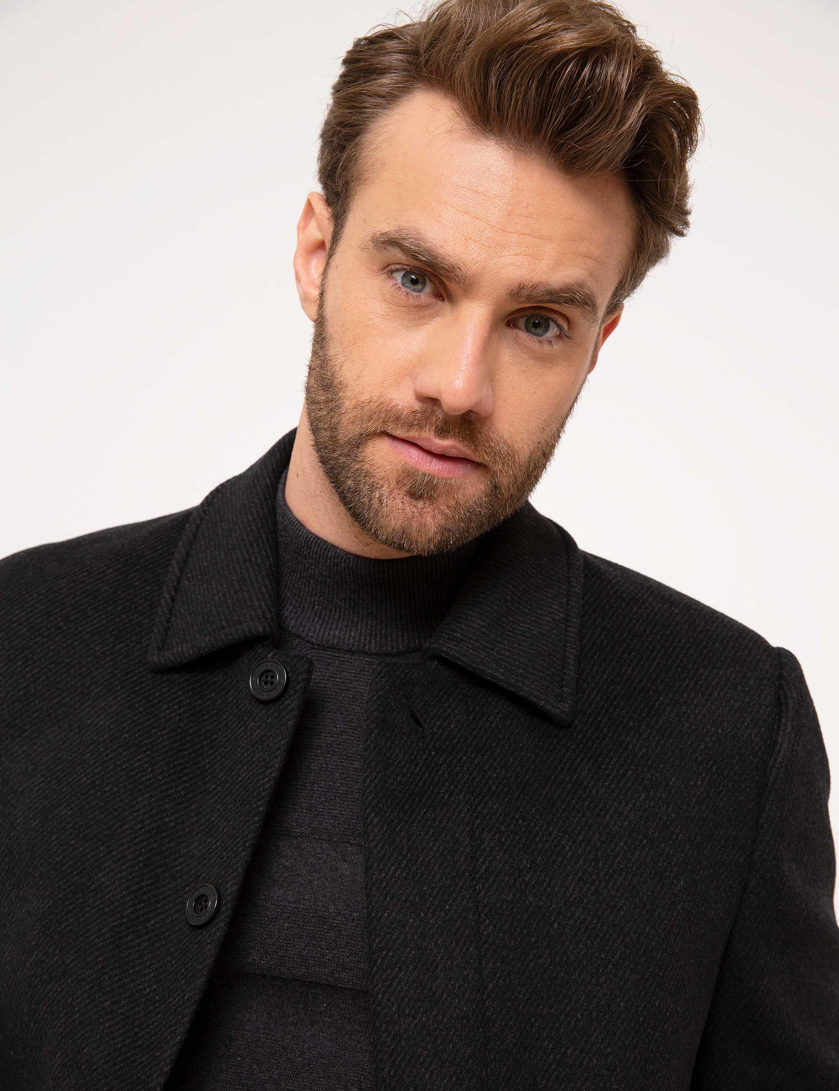 Siyah Slim Fit Palto