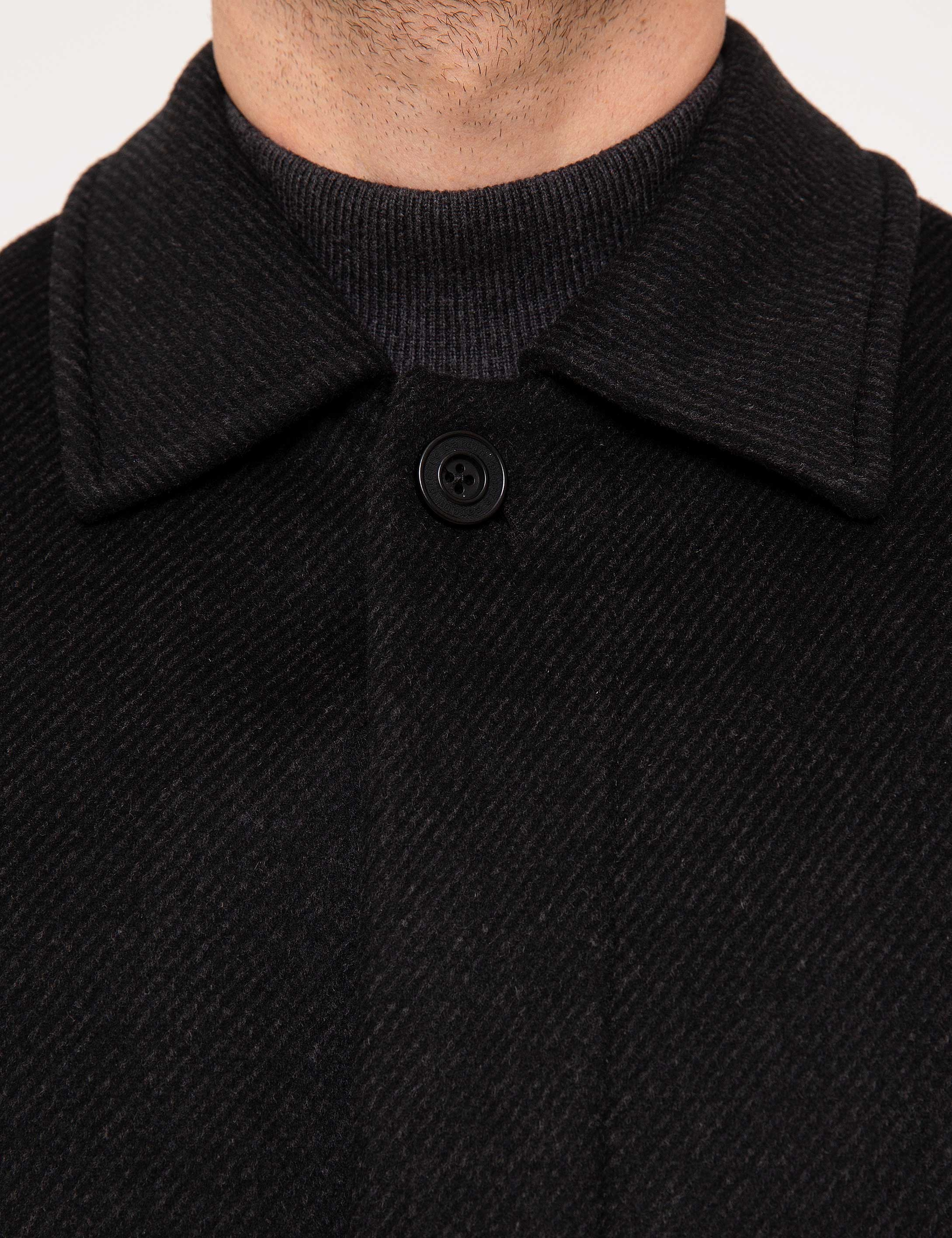 Siyah Slim Fit Palto - Image 6