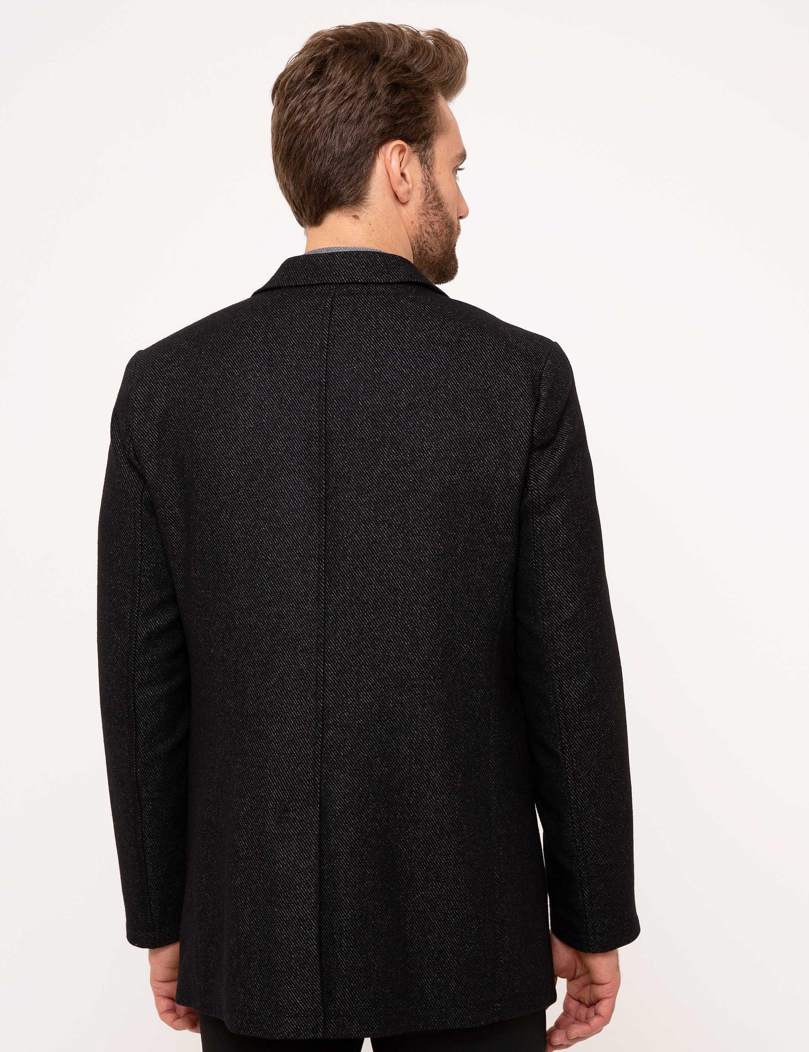 Siyah Slim Fit Kaban