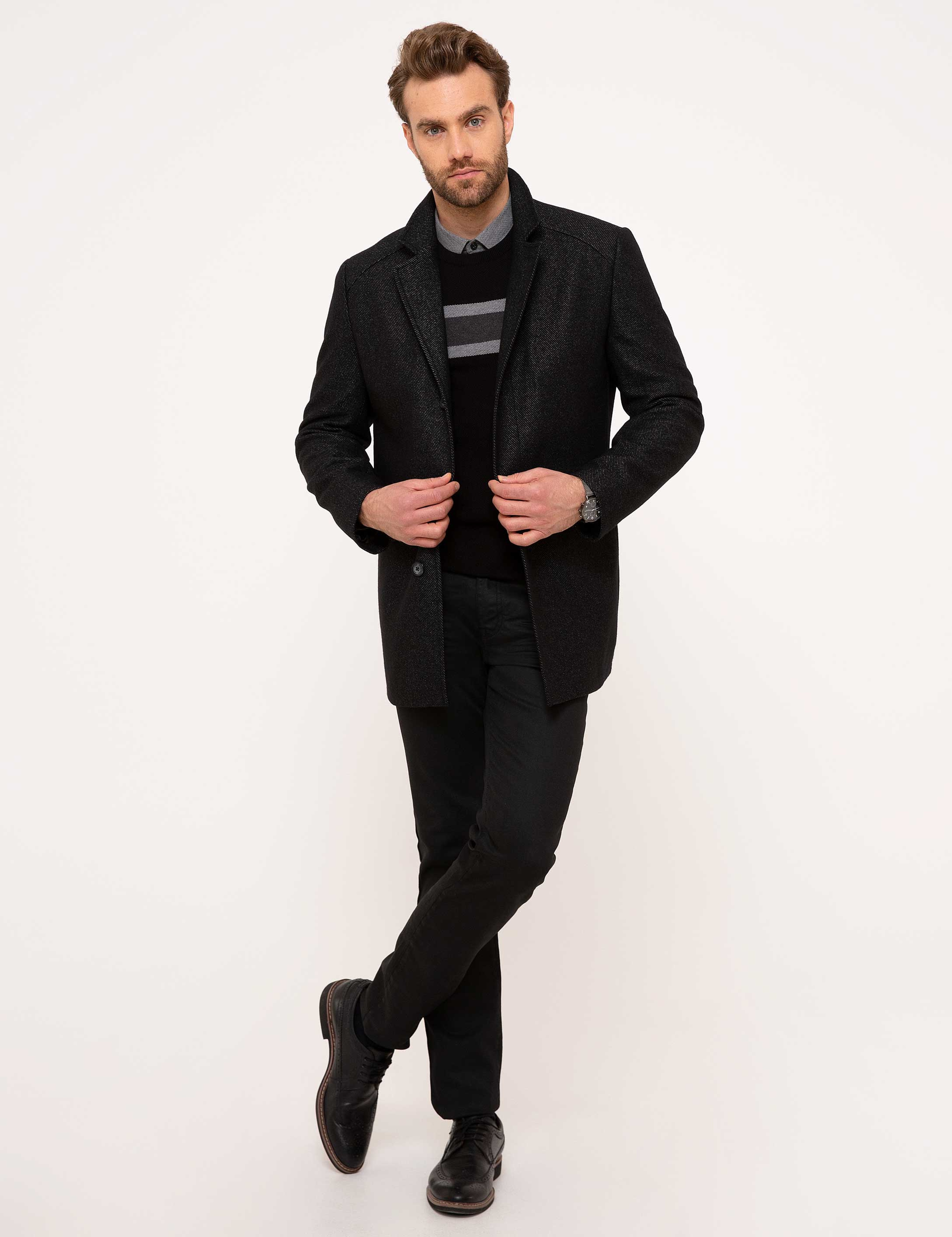 Siyah Slim Fit Kaban