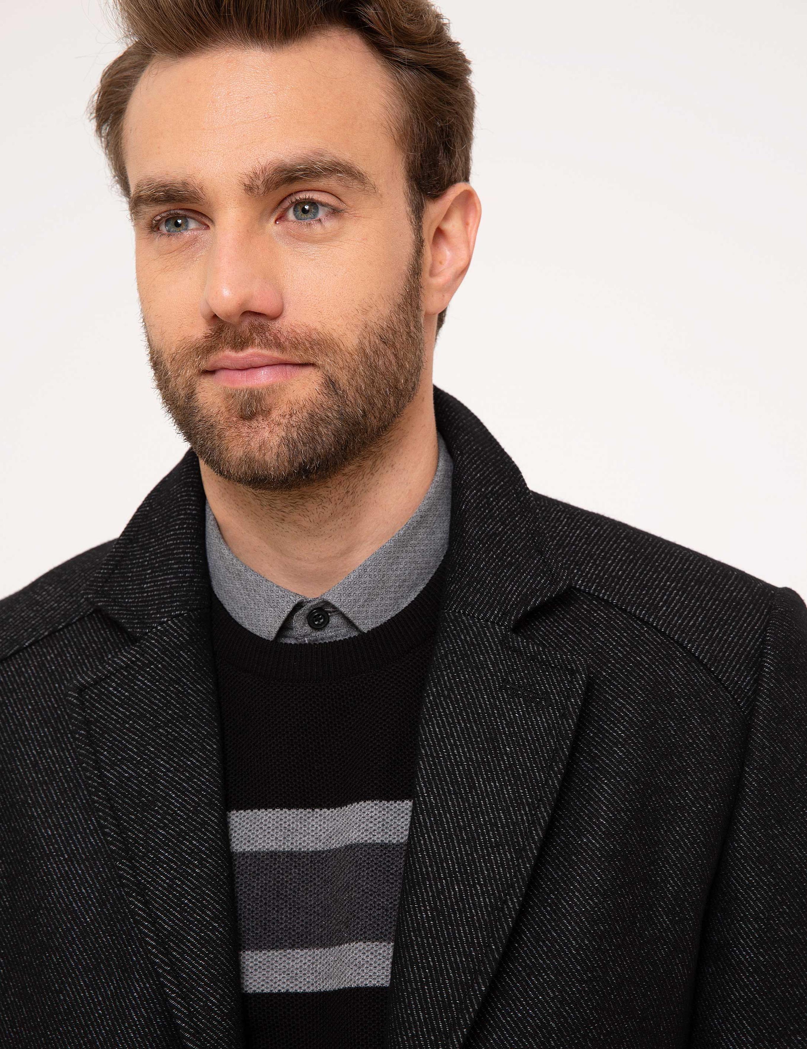 Siyah Slim Fit Kaban