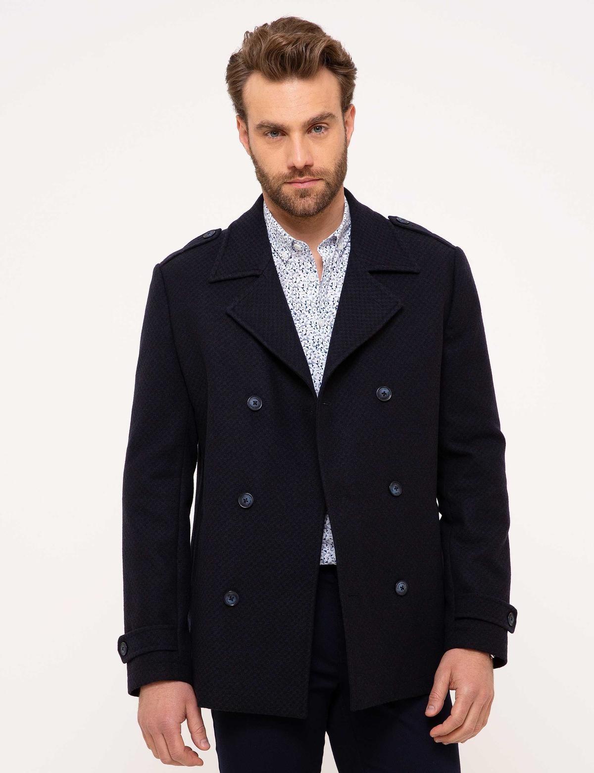 Lacivert Slim Fit Kaban