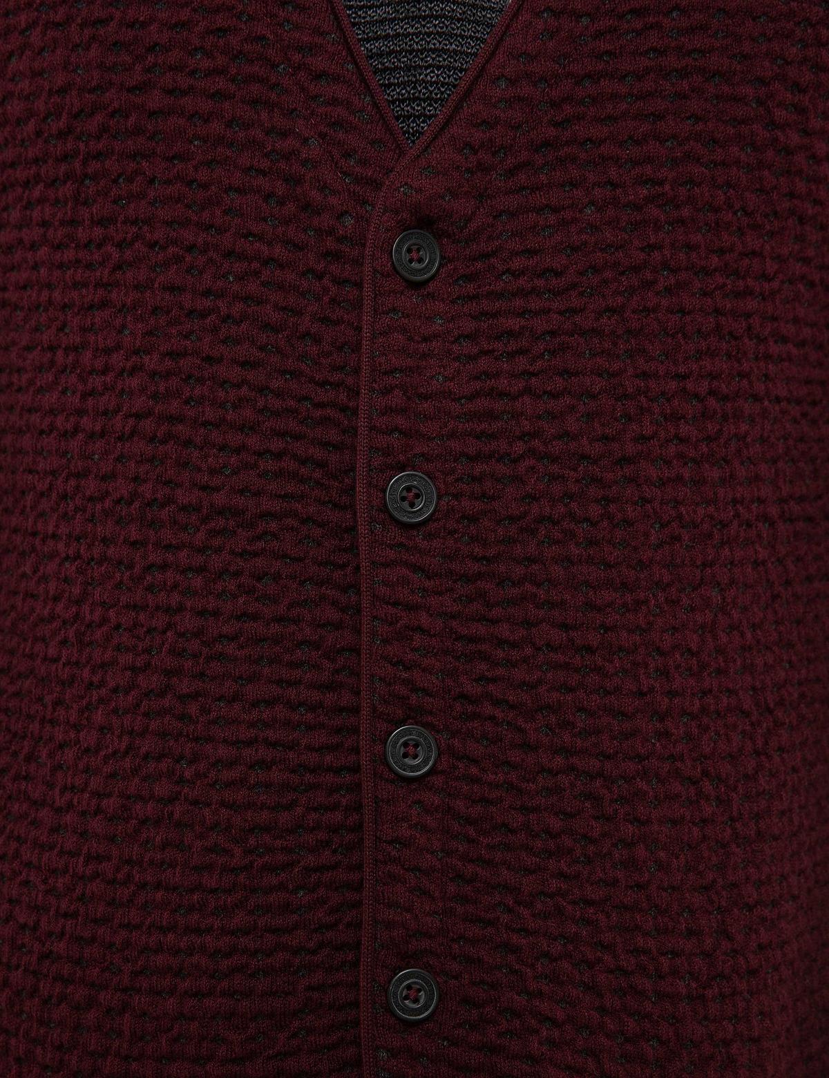 Bordo Slim Fit Triko Yelek - 50213303031