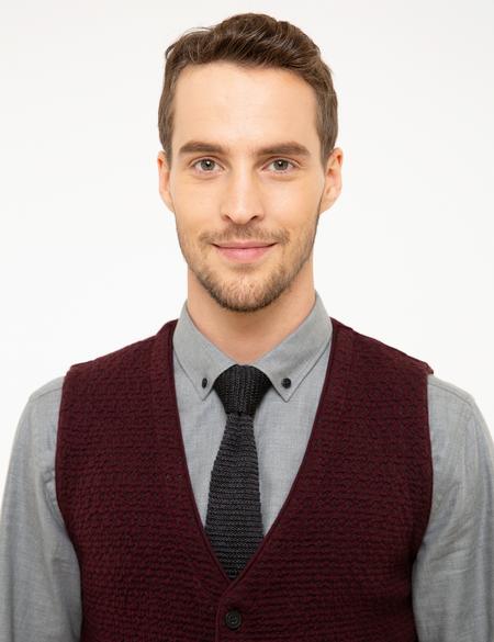 Bordo Slim Fit Triko Yelek - 50213303031