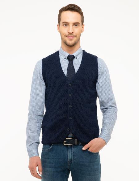 Lacivert Slim Fit Triko Yelek - 50213303033