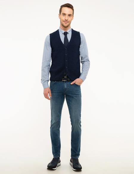 Lacivert Slim Fit Triko Yelek - 50213303033