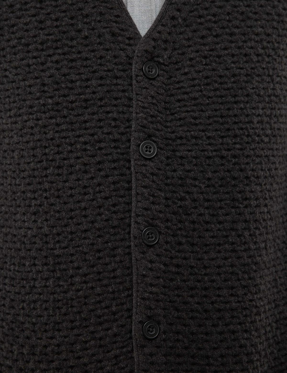 Antrasit Melanj Slim Fit Triko Yelek - 50213303034