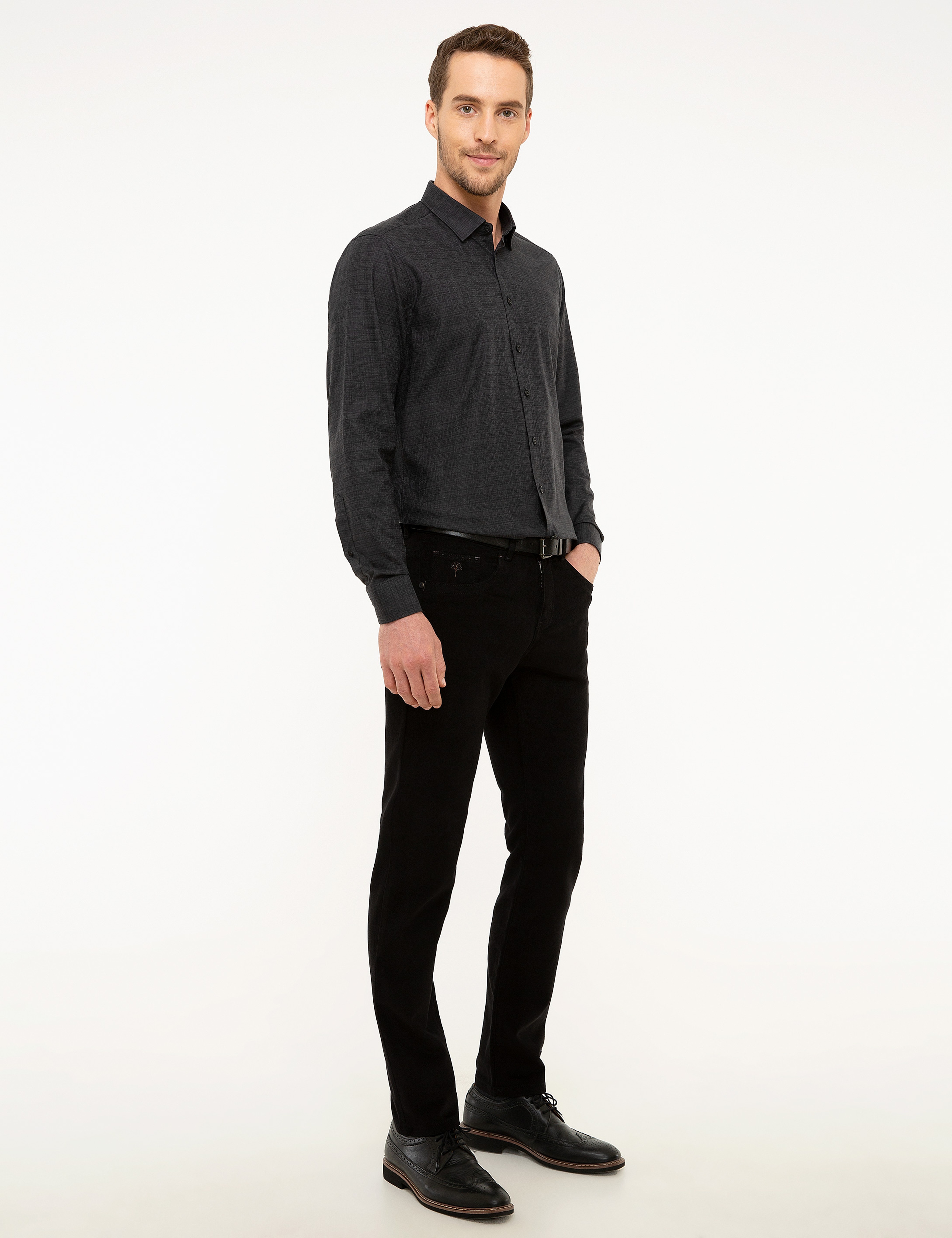 Siyah Slim Fit Chino Pantolon - Image 2