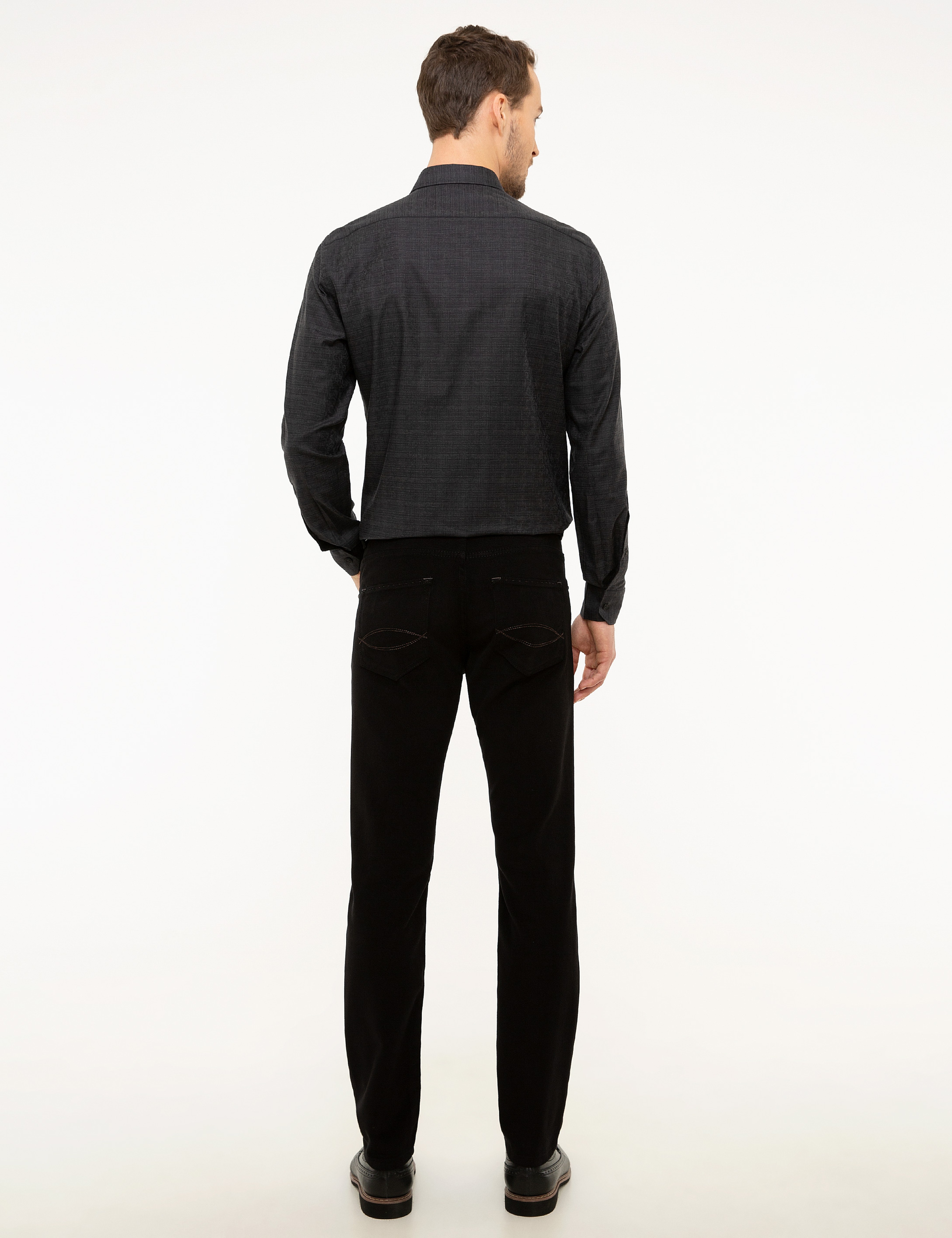 Siyah Slim Fit Chino Pantolon - Image 3