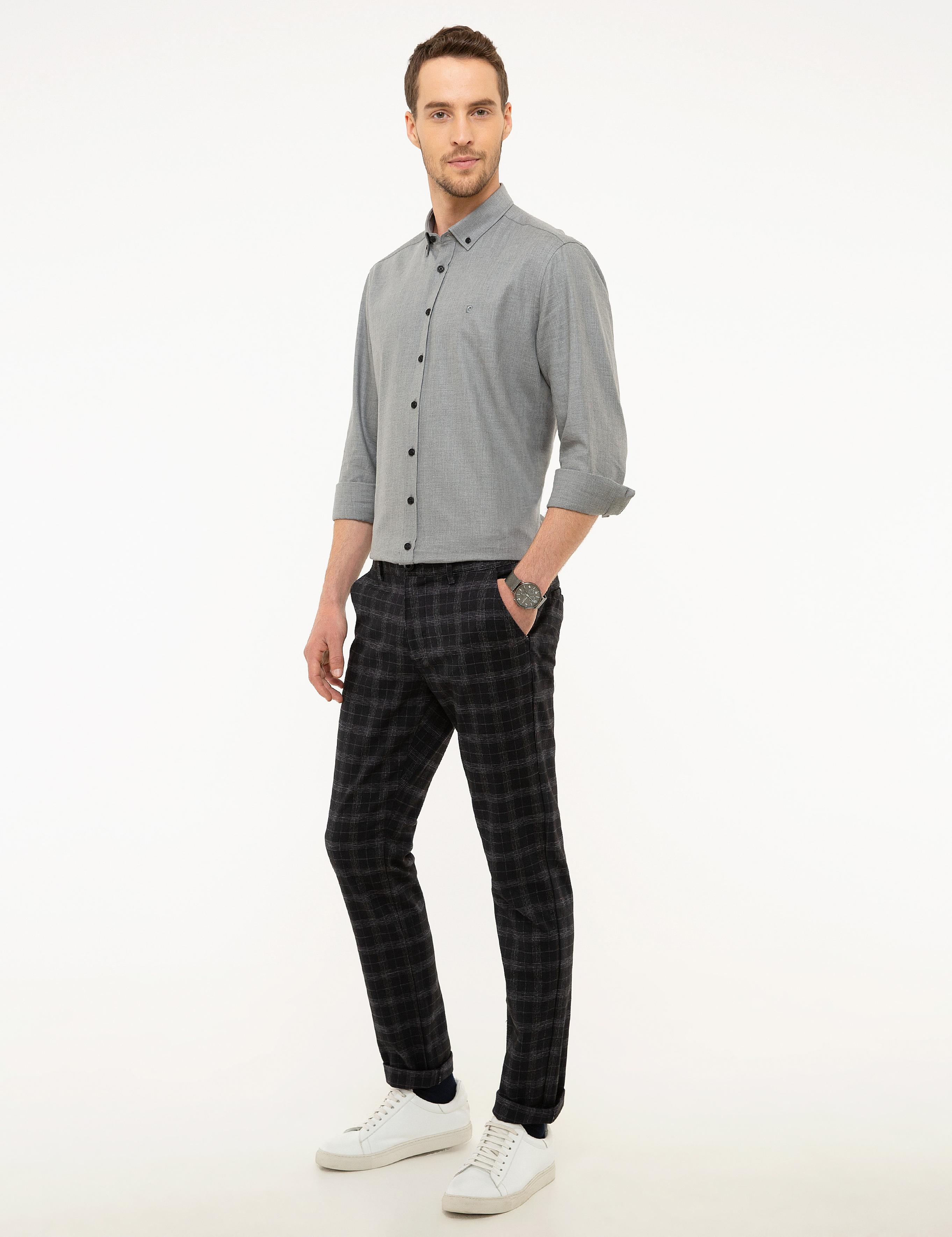 Lacivert Slim Fit Kanvas Pantolon