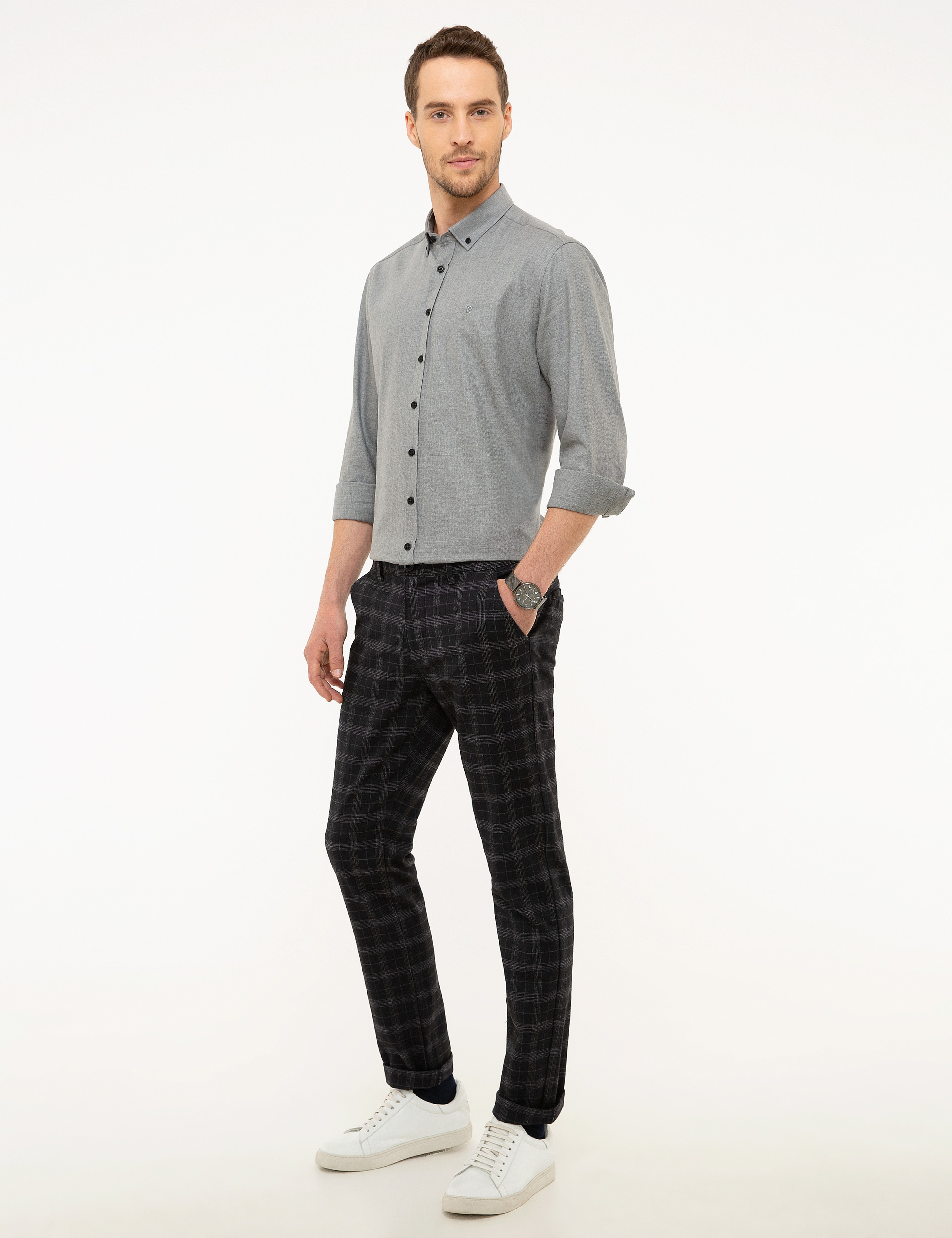Lacivert Slim Fit Kanvas Pantolon - Image 2