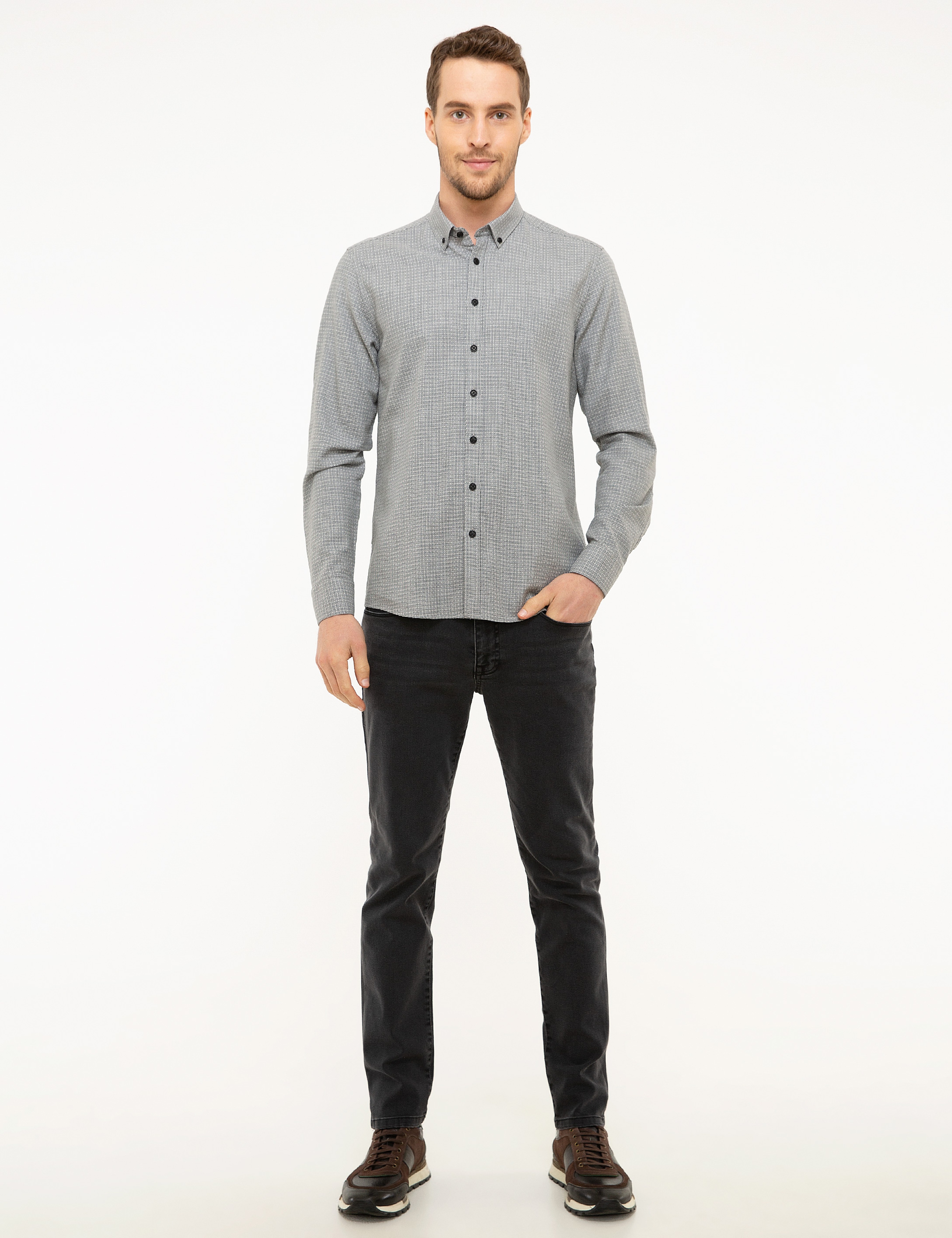 Gri Slim Fit Gömlek