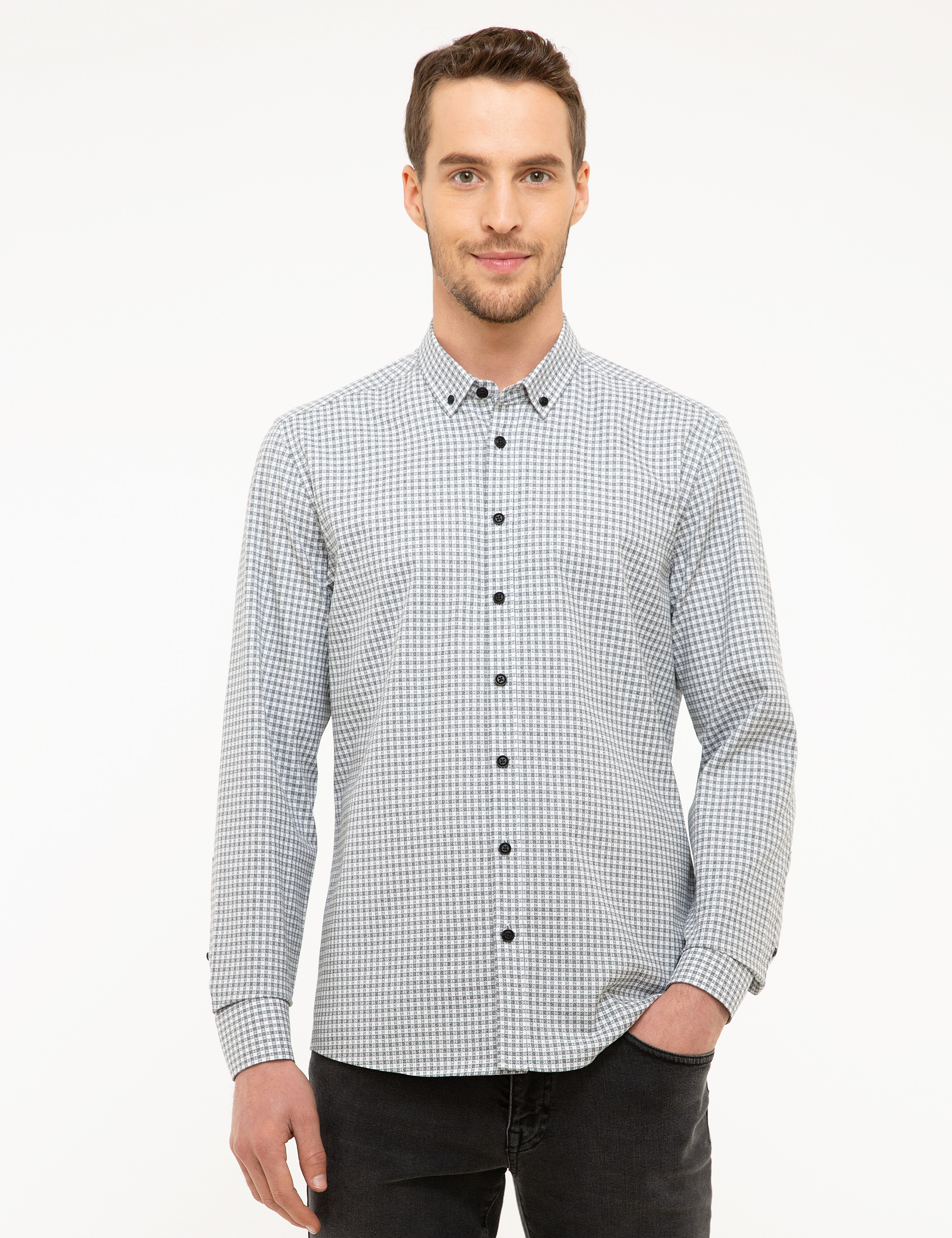 Gri Slim Fit Gömlek