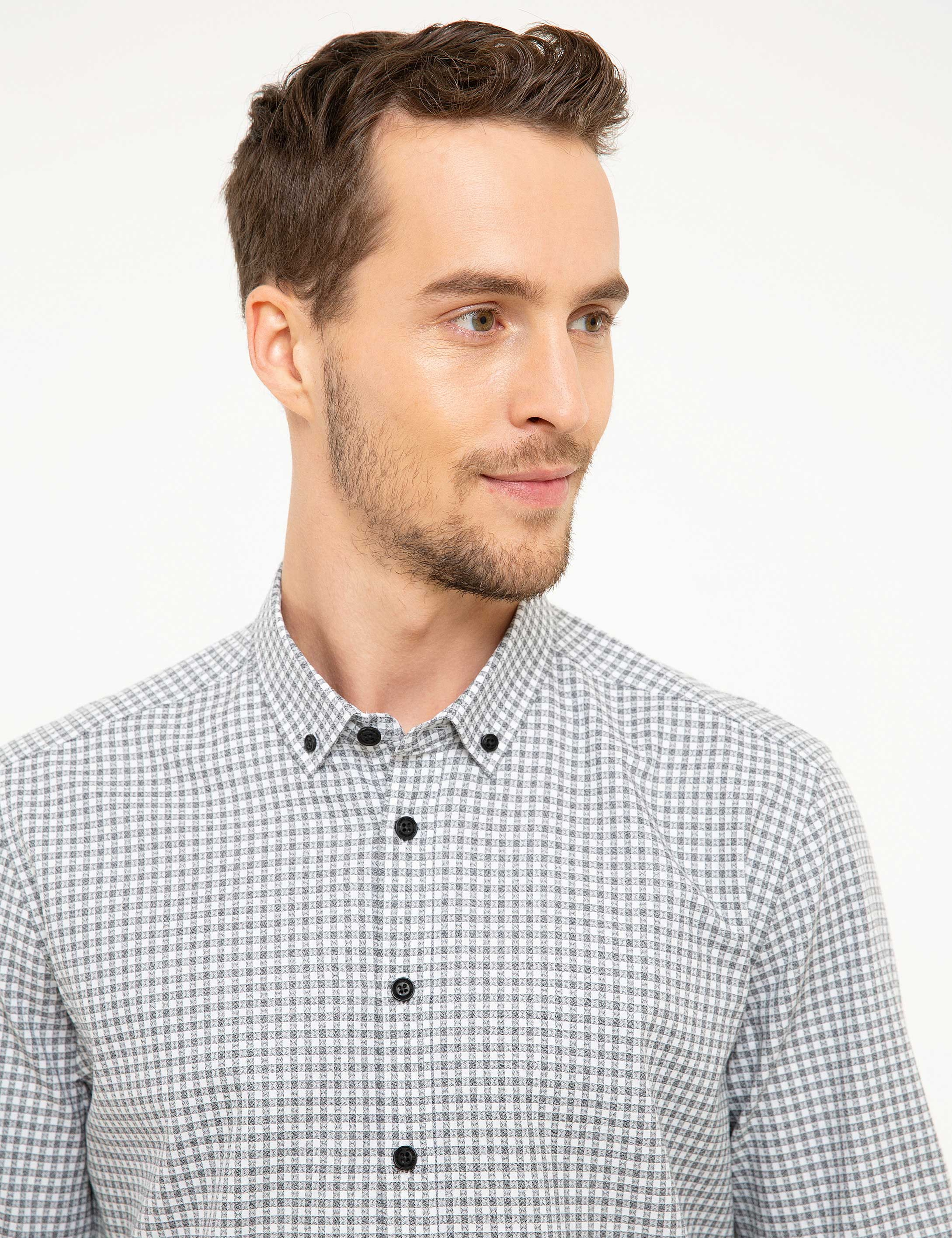 Gri Slim Fit Gömlek - Image 1