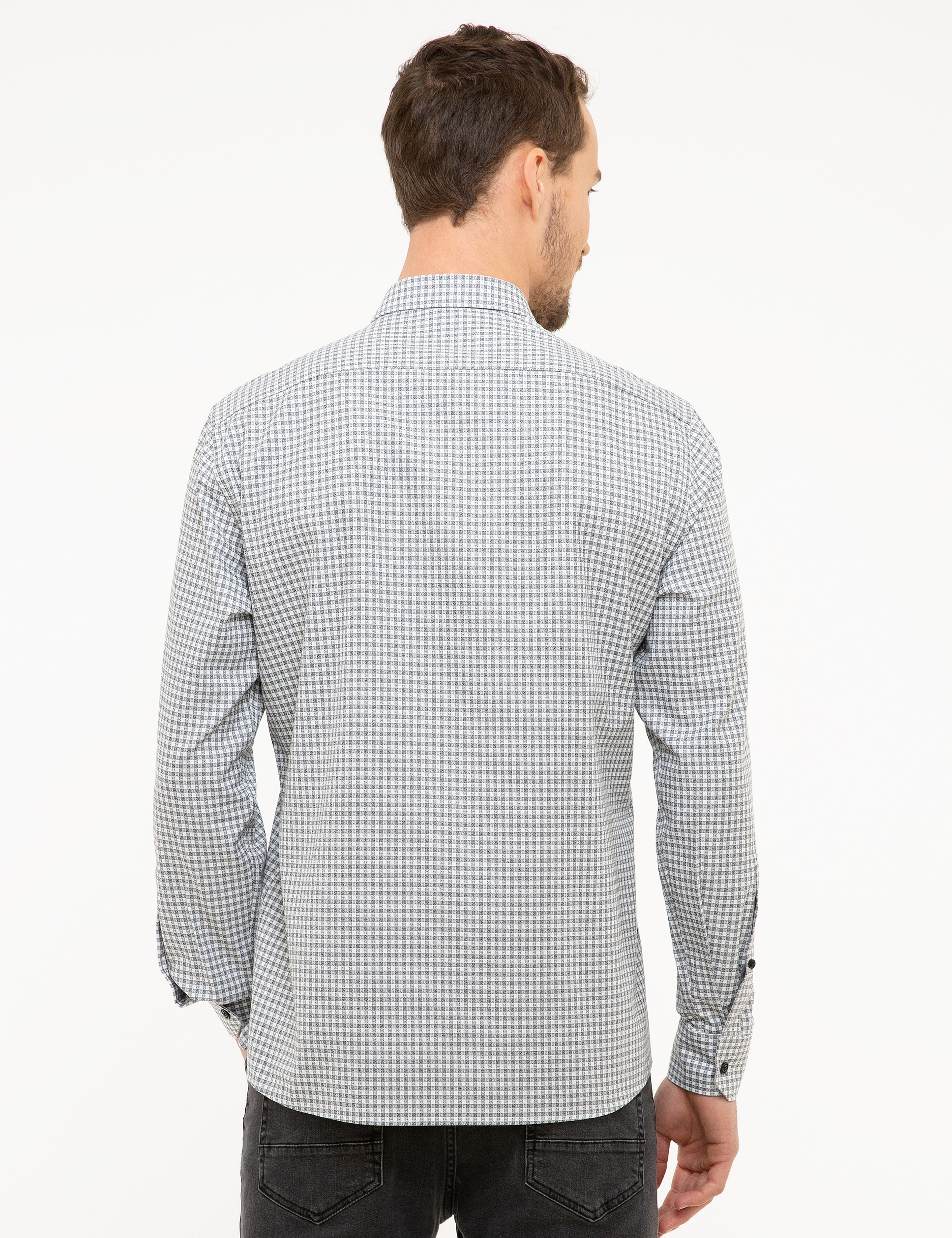 Gri Slim Fit Gömlek - Image 3
