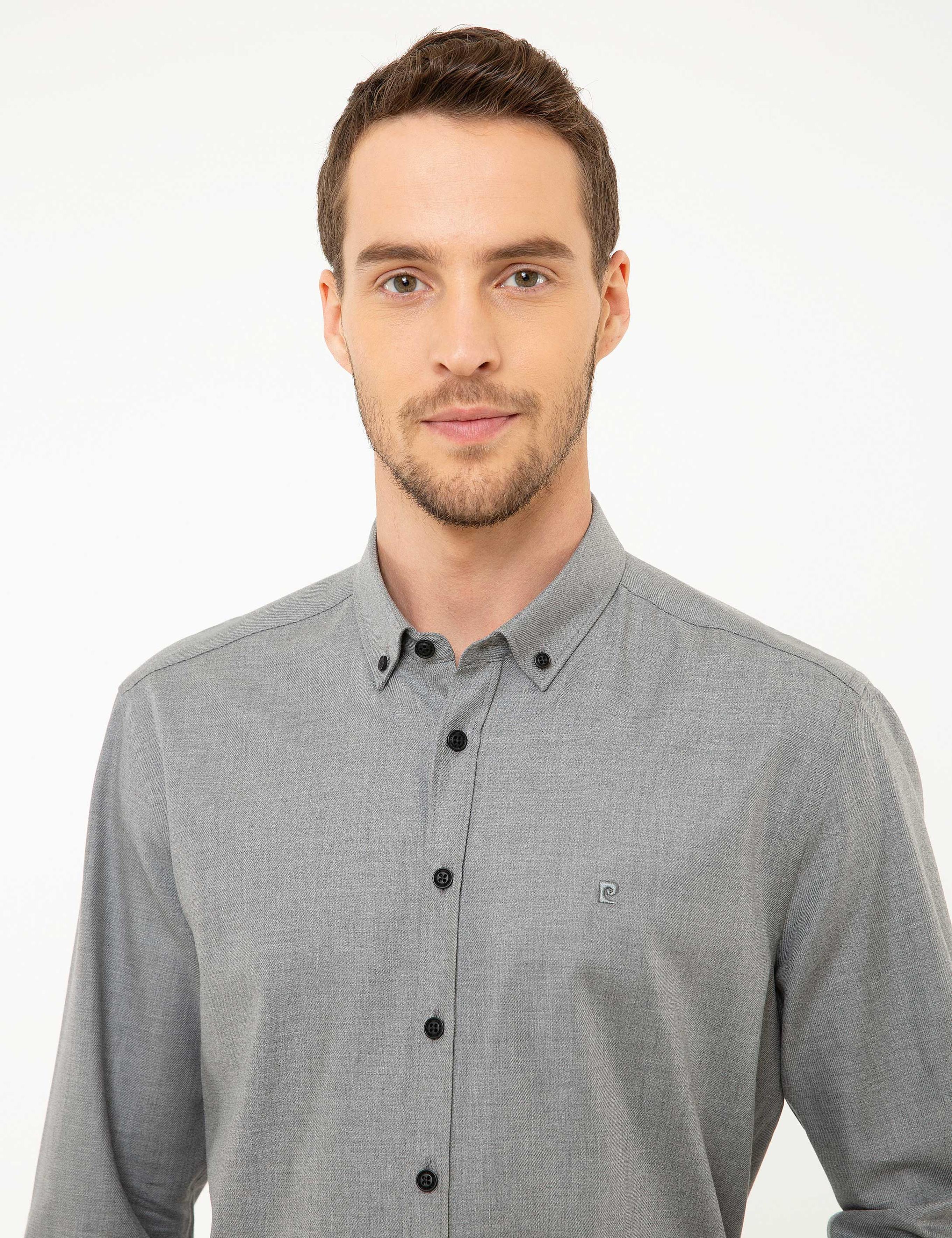 Gri Regular Fit Uzun Kollu Gömlek