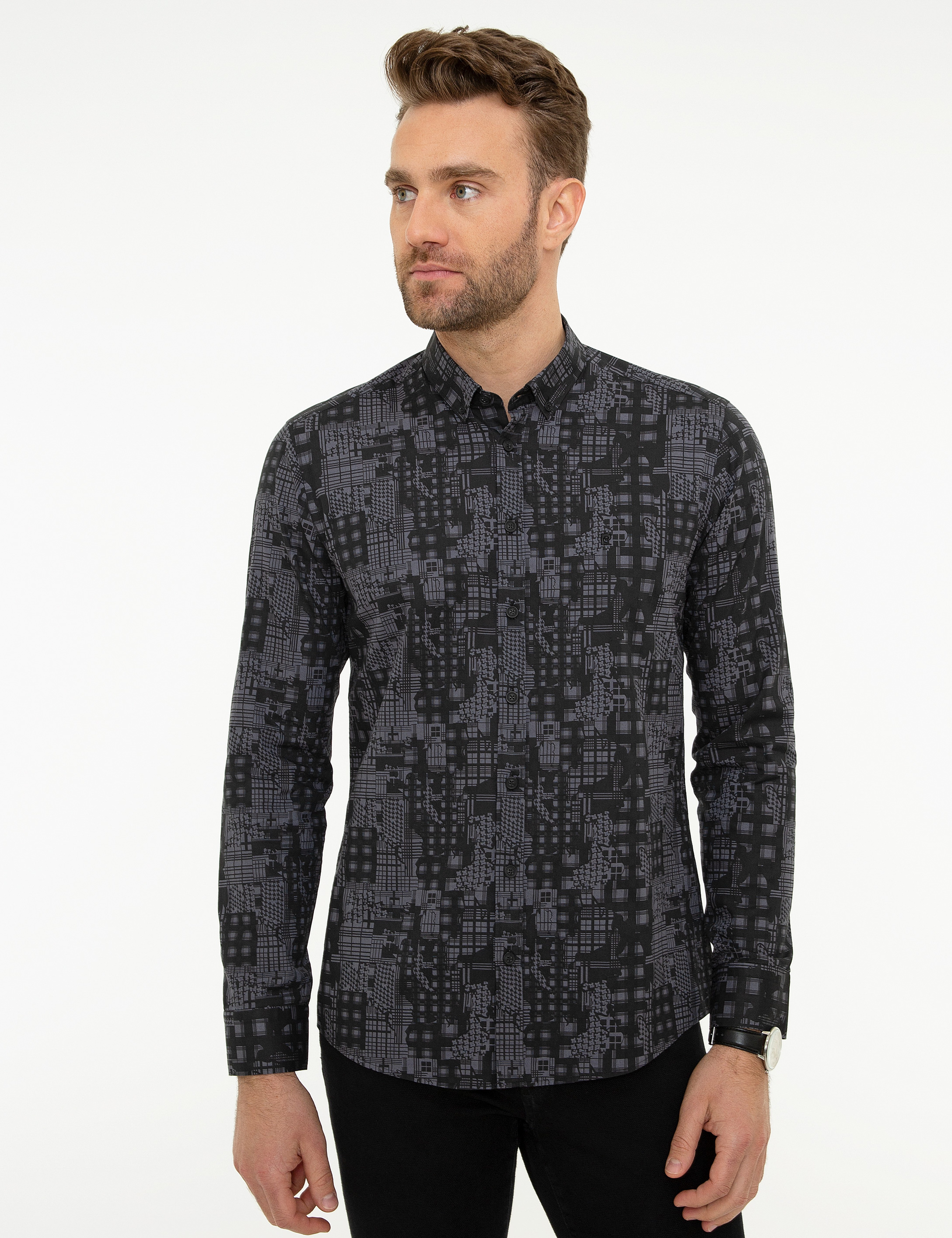 Siyah Slim Fit Gömlek - Image 1