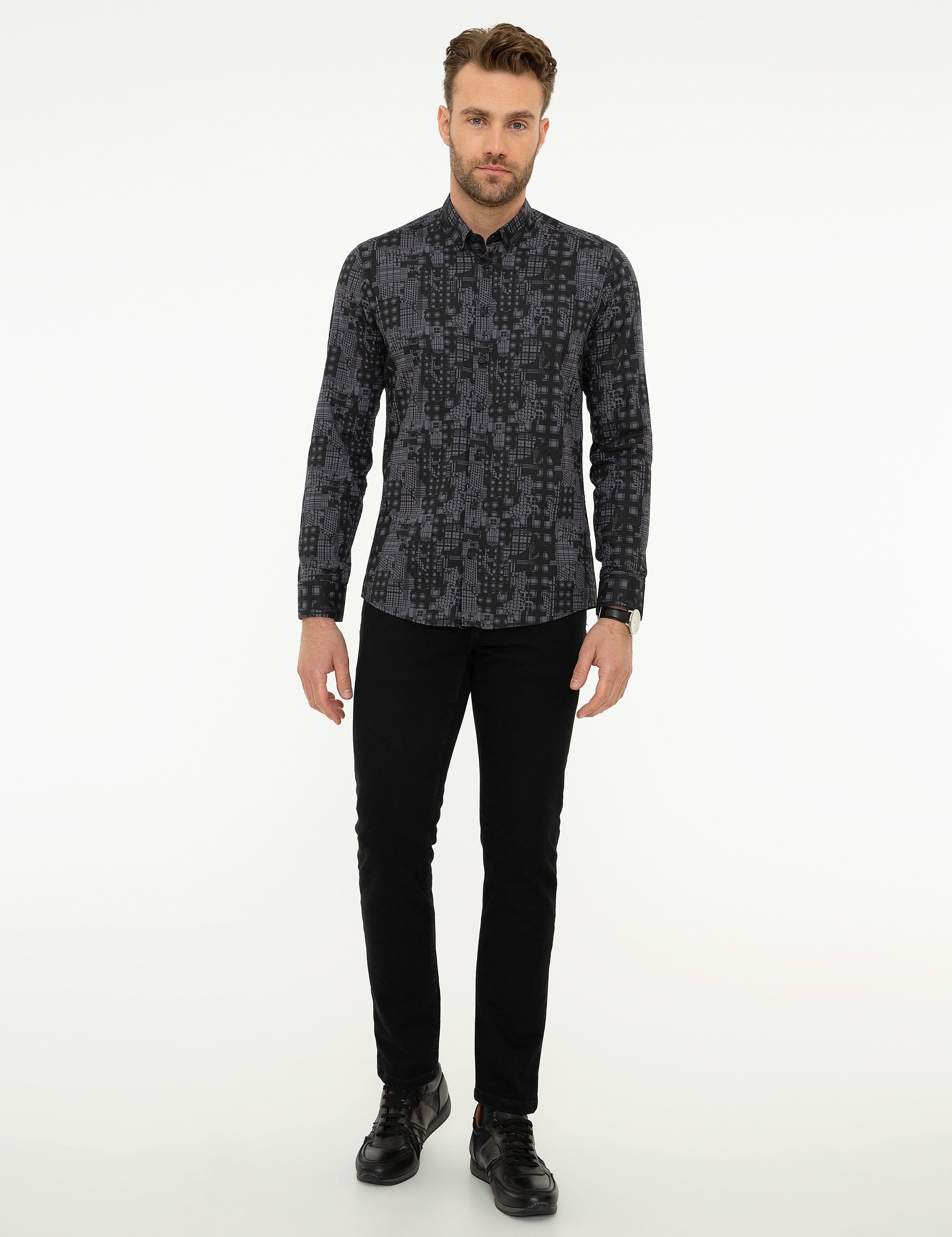 Siyah Slim Fit Gömlek - Image 4