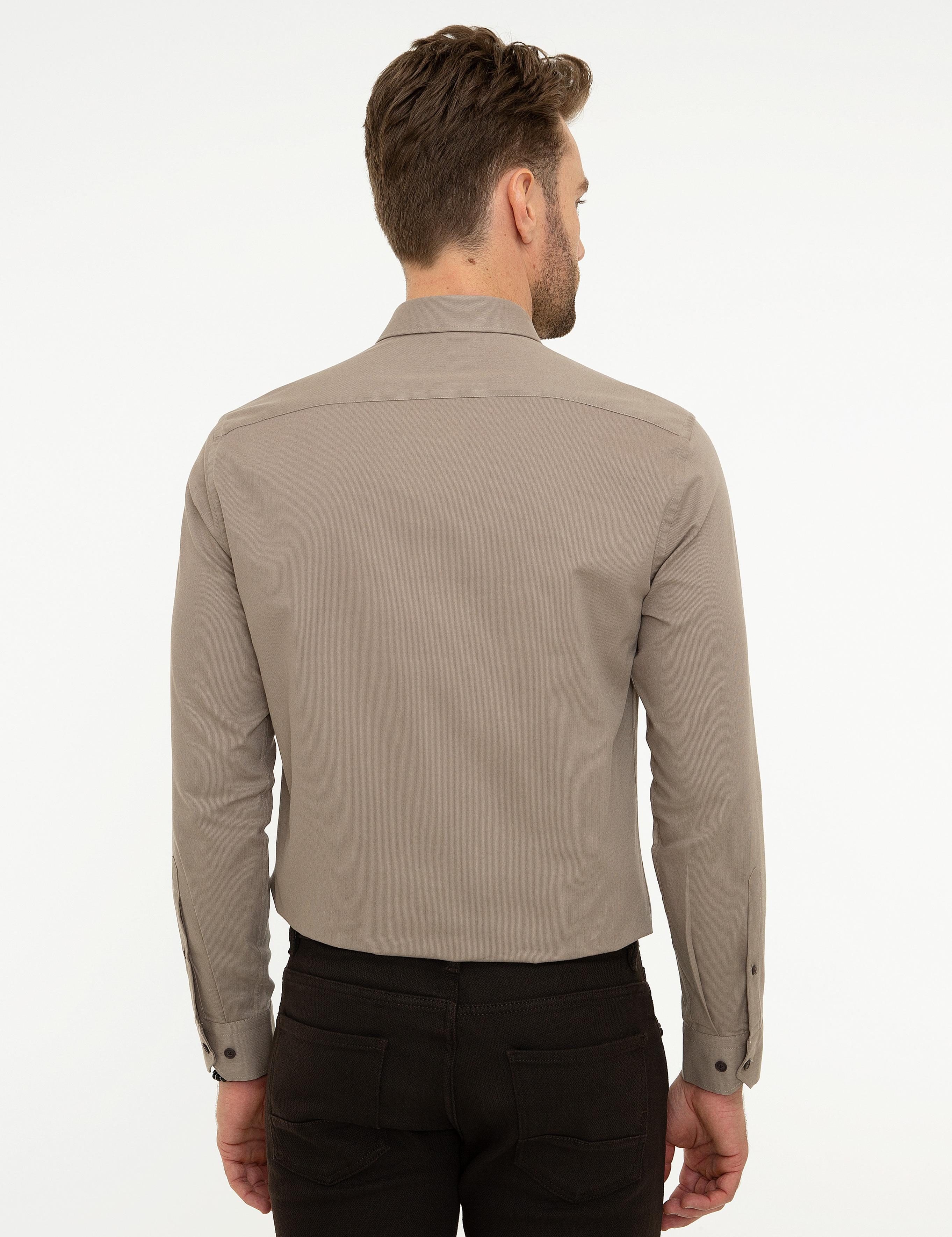 Bej Slim Fit Gömlek