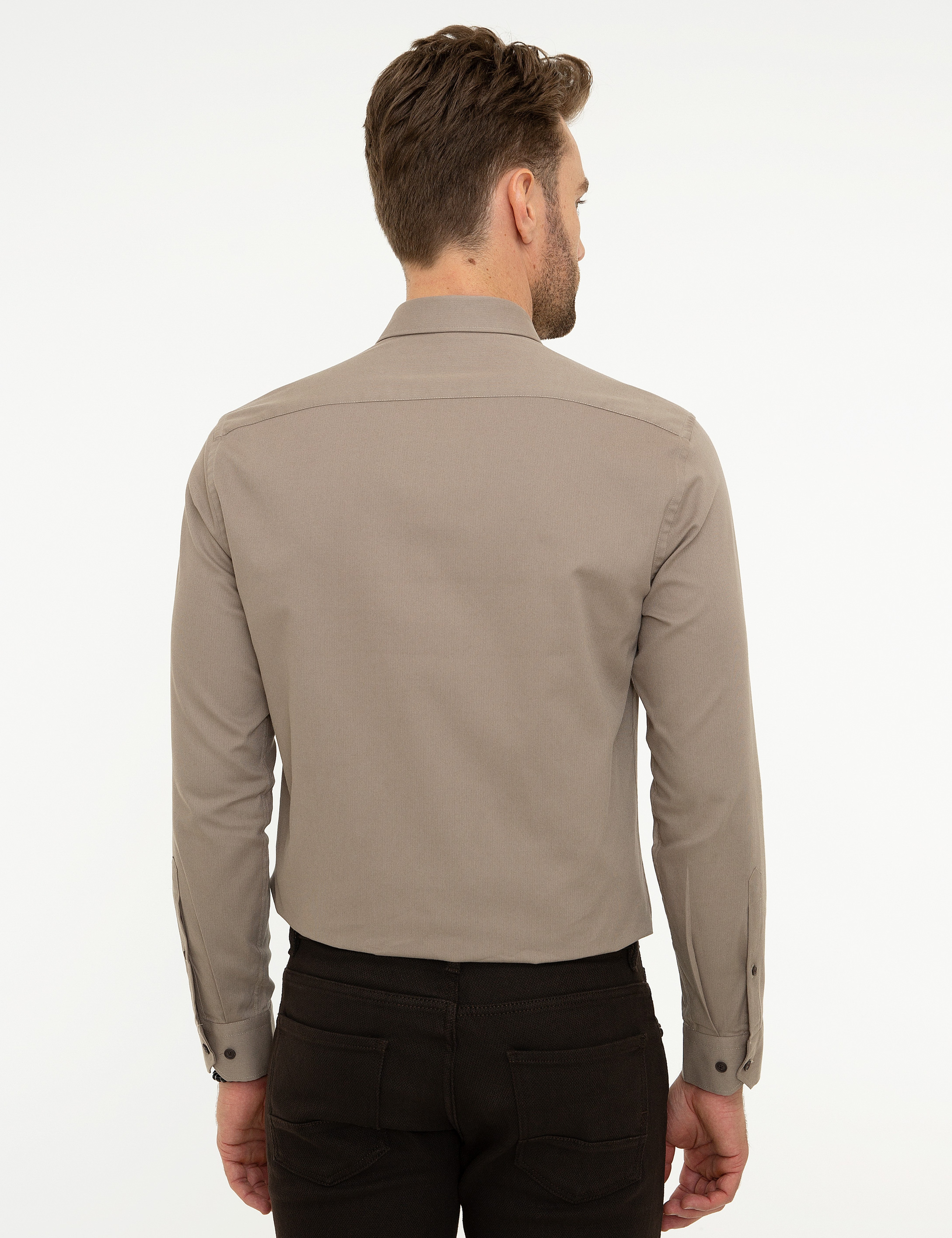 Bej Slim Fit Gömlek